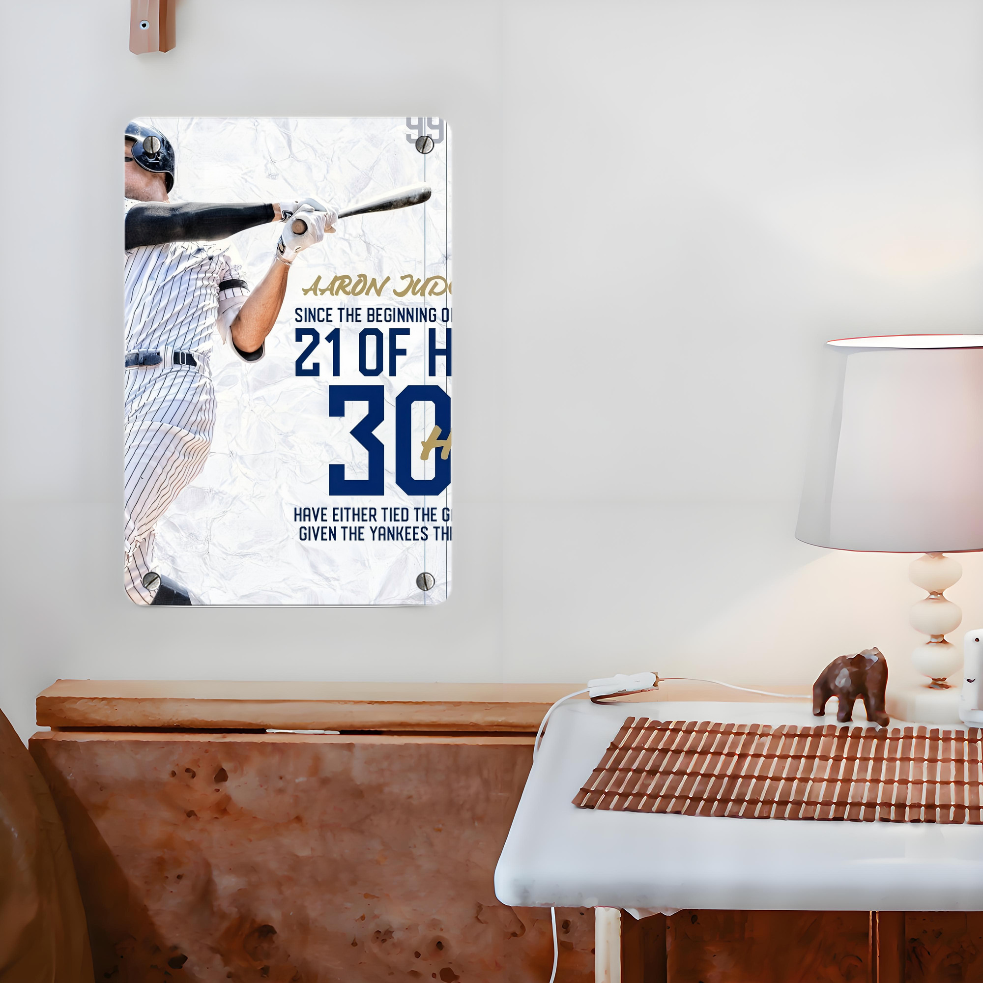 Aaron Judge 30 Home Runs Metal Tin Sign 8x12inch - High-Quality Full-Print Decorative Wall Art, Durable Rust-Resistant Metal Plaque For Living Room, Bedroom, Kitchen, Office, Bar Décor