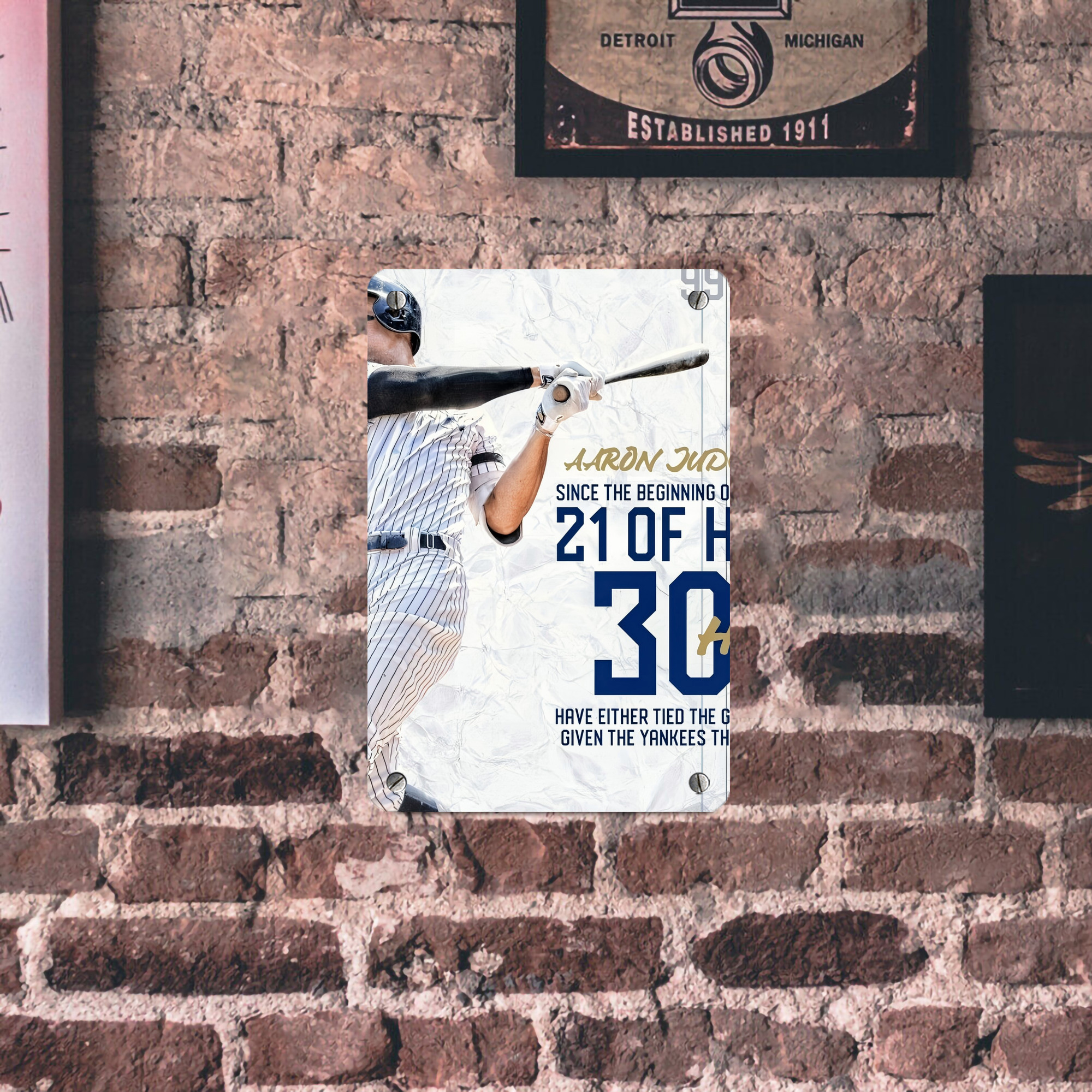 Aaron Judge 30 Home Runs Metal Tin Sign 8x12inch - High-Quality Full-Print Decorative Wall Art, Durable Rust-Resistant Metal Plaque For Living Room, Bedroom, Kitchen, Office, Bar Décor