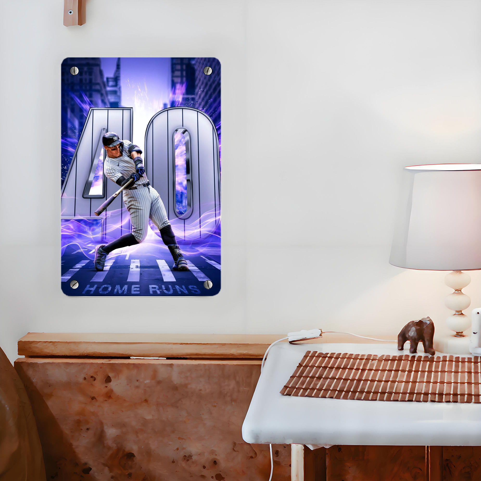 Aaron Judge 40 Home Runs Metal Tin Sign 8x12inch - High-Quality Full-Print Decorative Wall Art, Durable Rust-Resistant Metal Plaque For Living Room, Bedroom, Kitchen, Office, Bar Décor