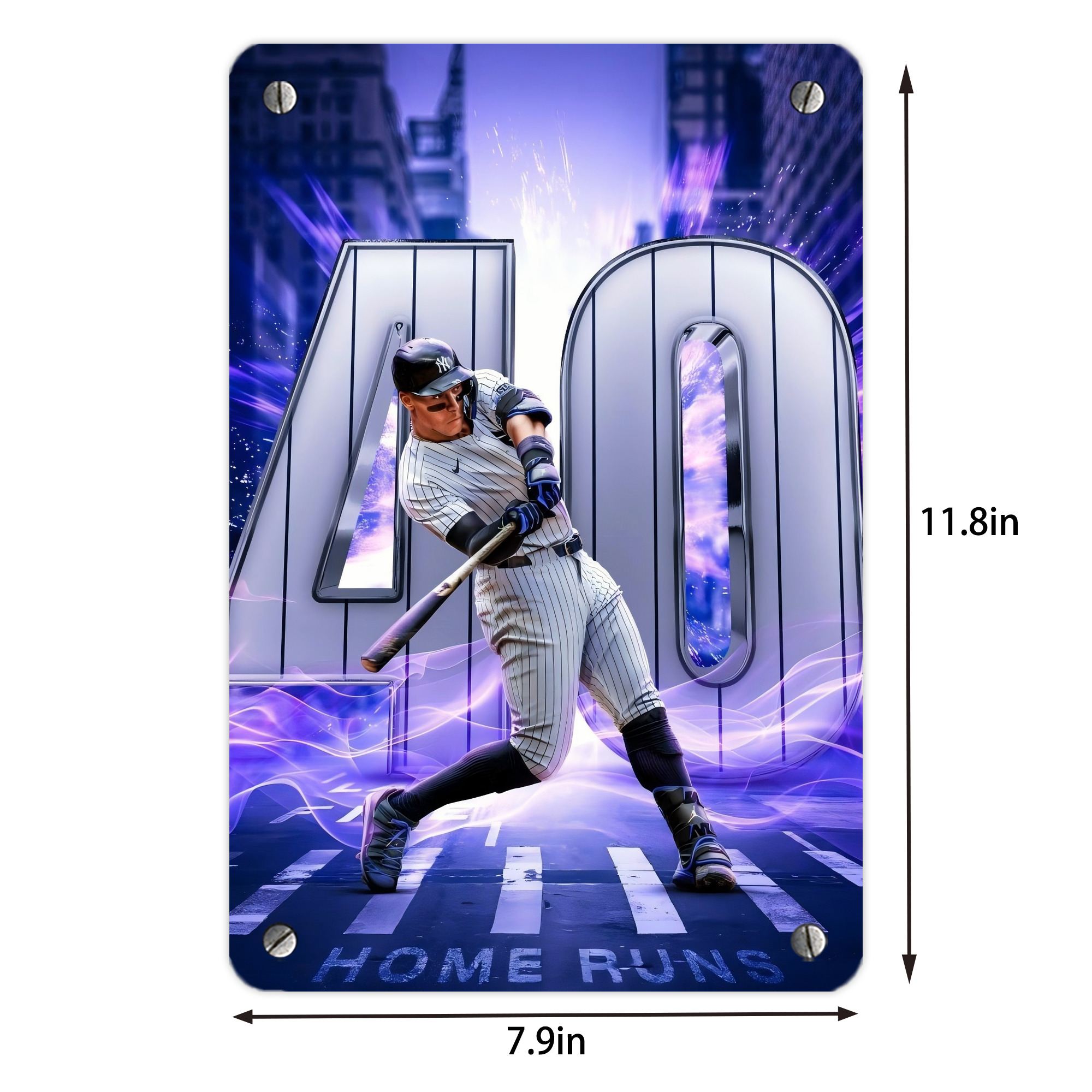 Aaron Judge 40 Home Runs Metal Tin Sign 8x12inch - High-Quality Full-Print Decorative Wall Art, Durable Rust-Resistant Metal Plaque For Living Room, Bedroom, Kitchen, Office, Bar Décor