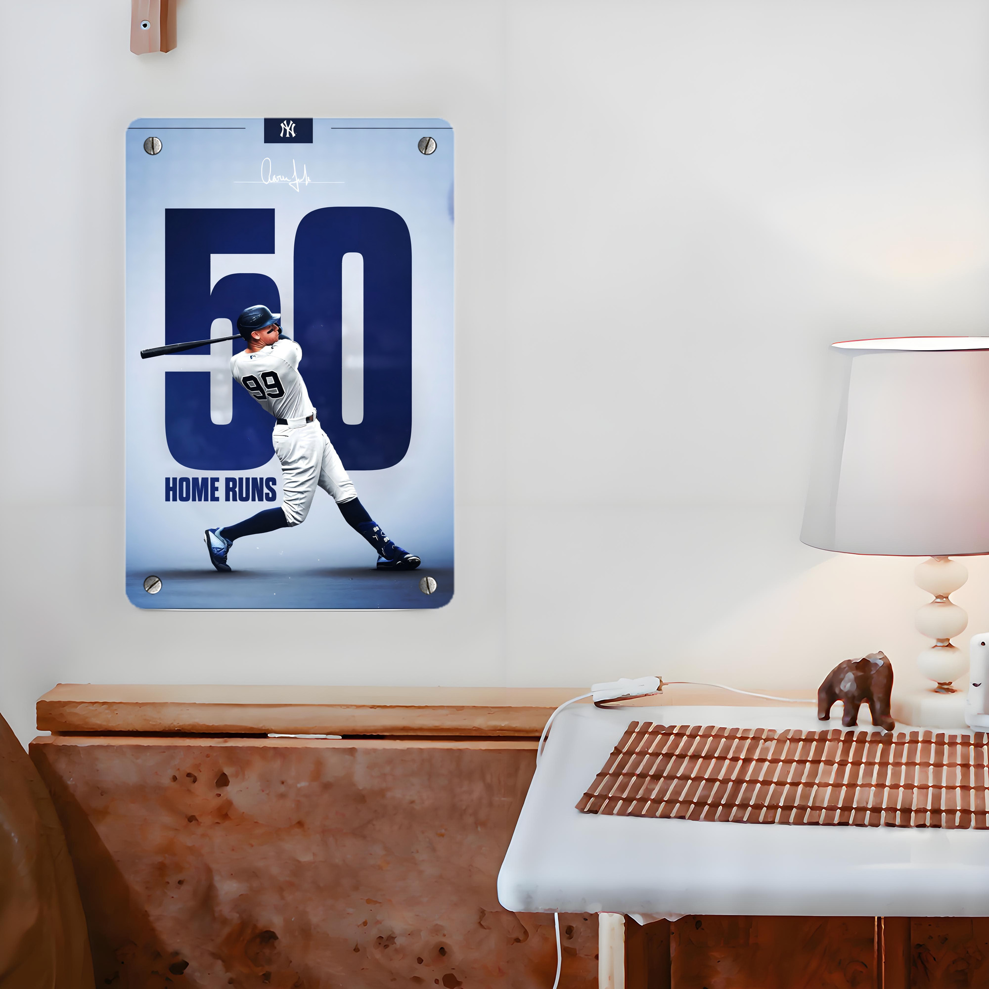Aaron Judge 50 Home Runs 4 Metal Tin Sign 8x12inch - High-Quality Full-Print Decorative Wall Art, Durable Rust-Resistant Metal Plaque For Living Room, Bedroom, Kitchen, Office, Bar Décor