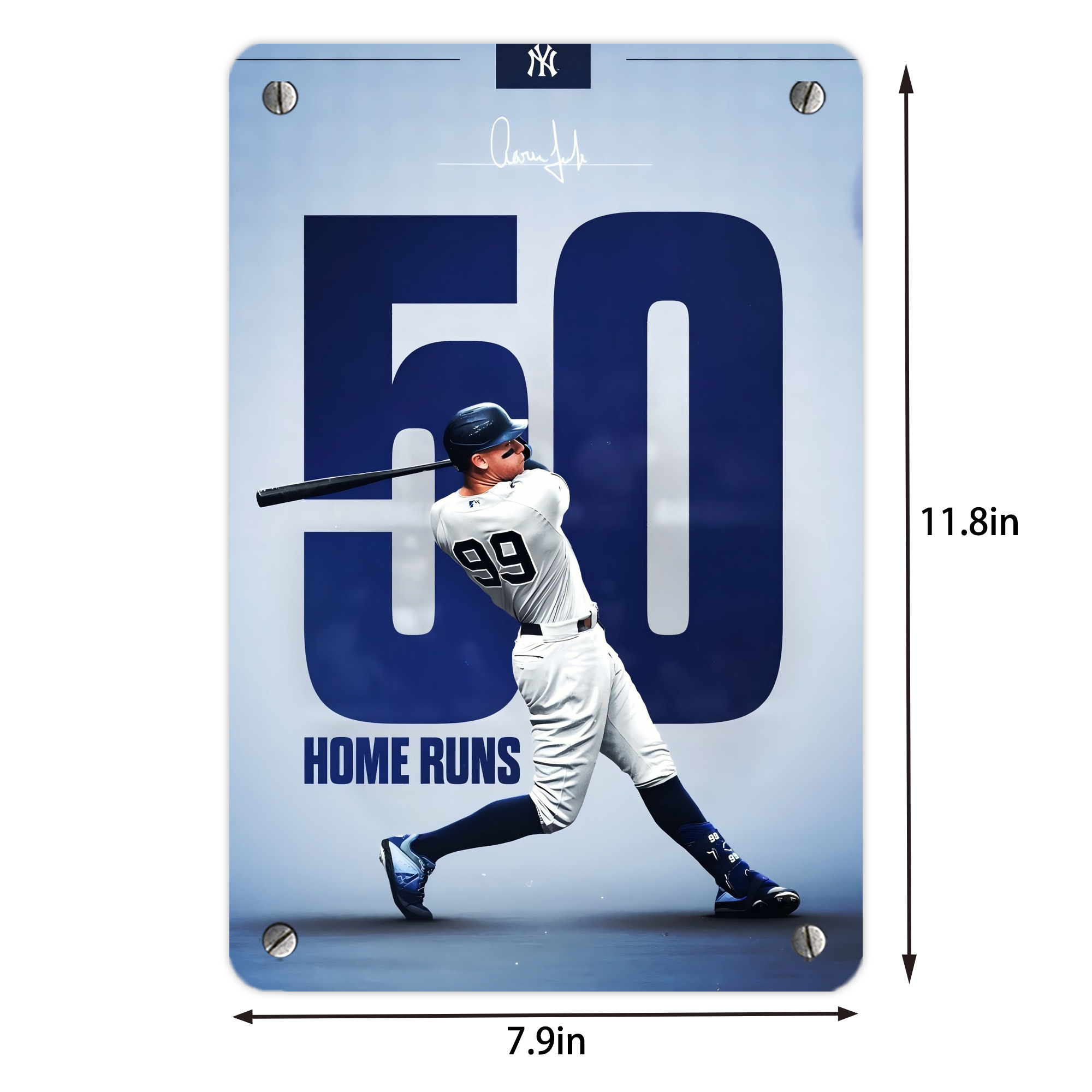 Aaron Judge 50 Home Runs 4 Metal Tin Sign 8x12inch - High-Quality Full-Print Decorative Wall Art, Durable Rust-Resistant Metal Plaque For Living Room, Bedroom, Kitchen, Office, Bar Décor