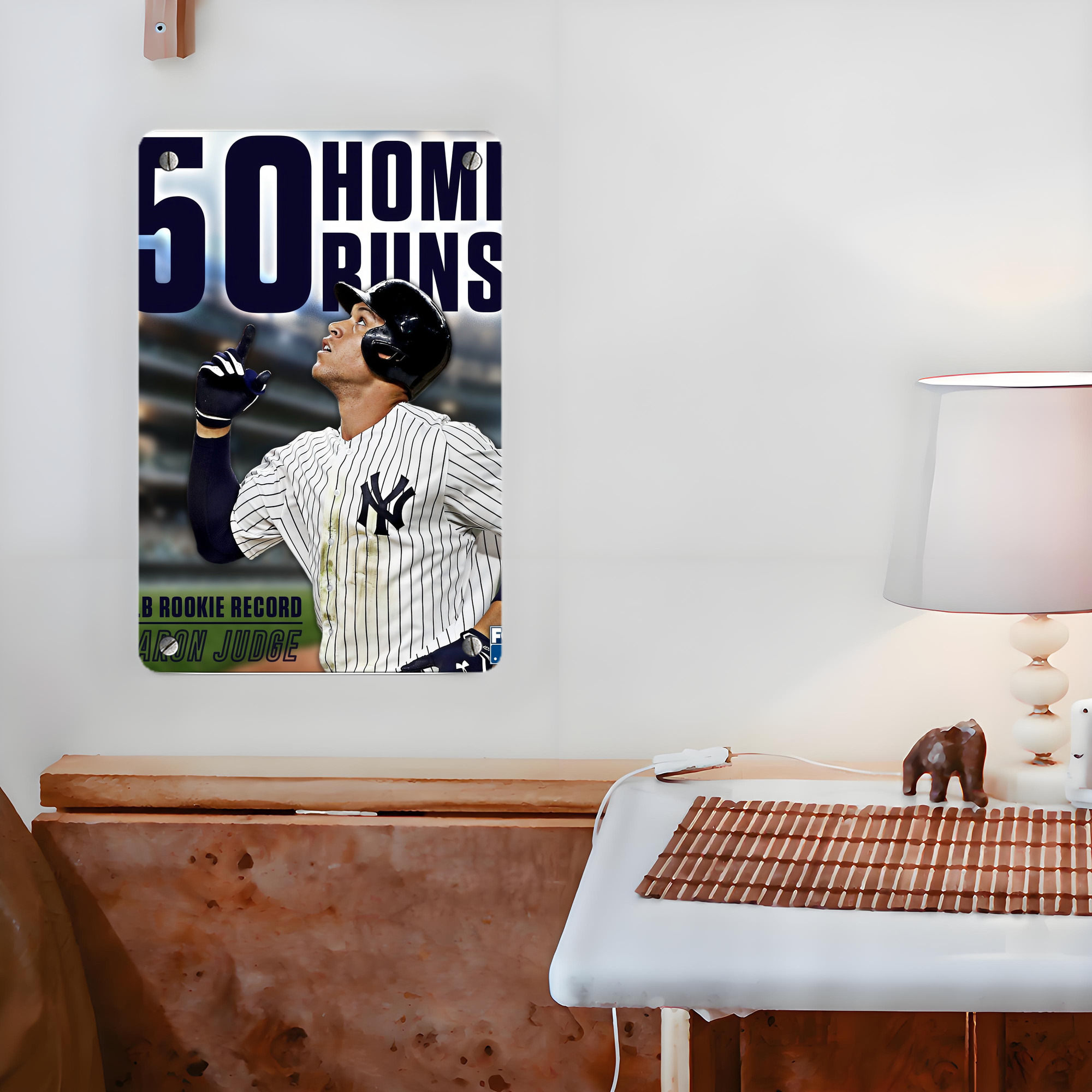 Aaron Judge 50 Home Runs 5 Metal Tin Sign 8x12inch - High-Quality Full-Print Decorative Wall Art, Durable Rust-Resistant Metal Plaque For Living Room, Bedroom, Kitchen, Office, Bar Décor