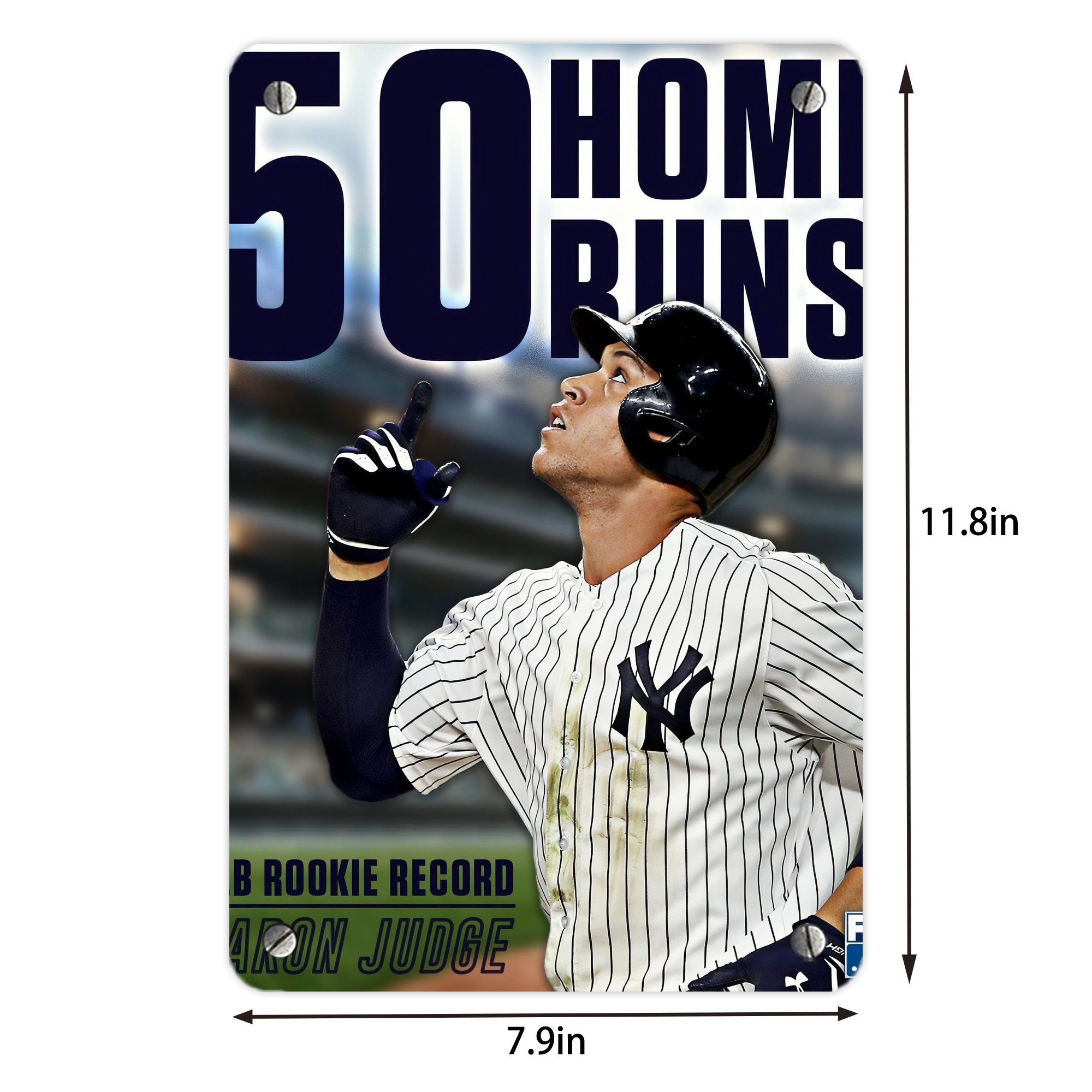 Aaron Judge 50 Home Runs 5 Metal Tin Sign 8x12inch - High-Quality Full-Print Decorative Wall Art, Durable Rust-Resistant Metal Plaque For Living Room, Bedroom, Kitchen, Office, Bar Décor