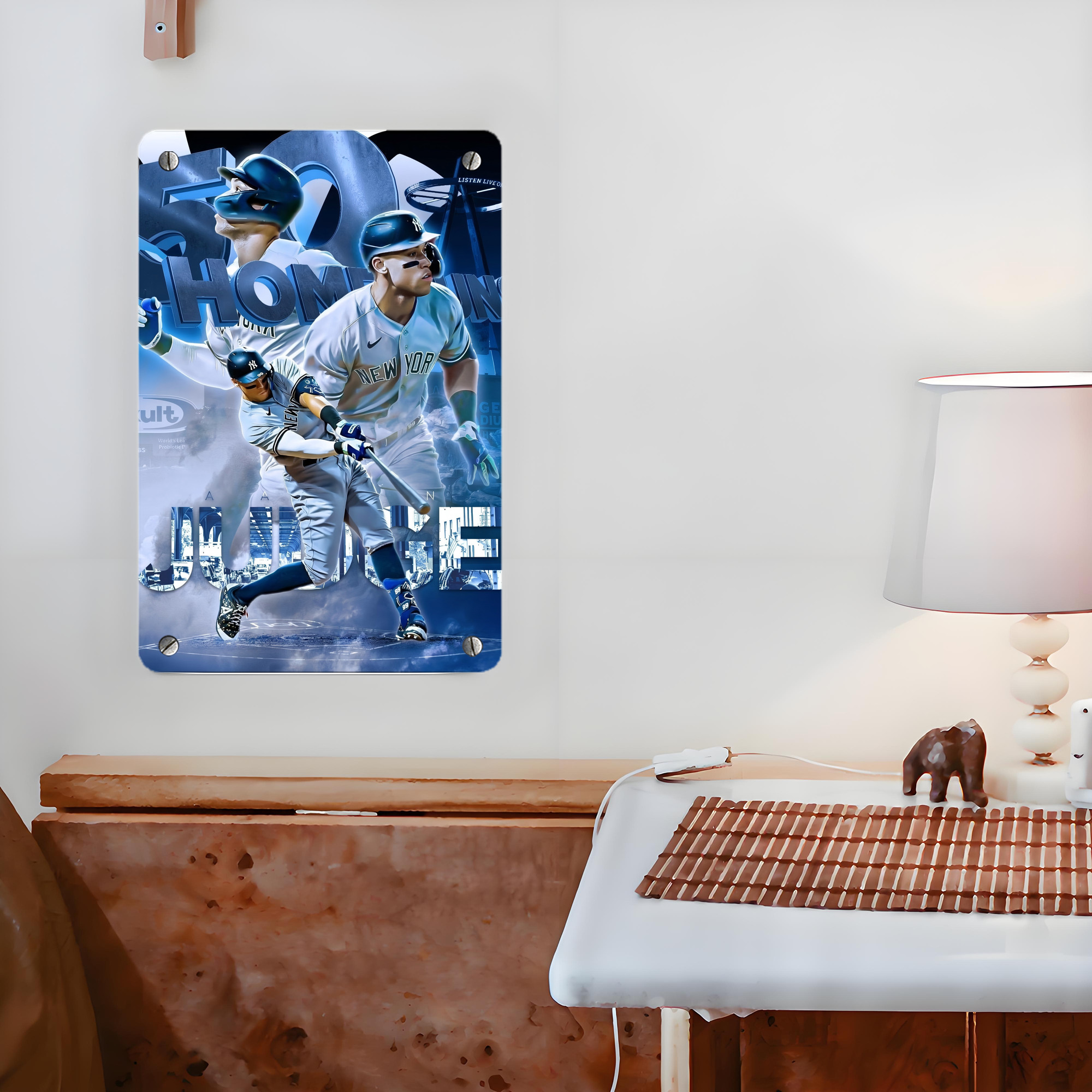Aaron Judge 50 Home Runs Metal Tin Sign 8x12inch - High-Quality Full-Print Decorative Wall Art, Durable Rust-Resistant Metal Plaque For Living Room, Bedroom, Kitchen, Office, Bar Décor