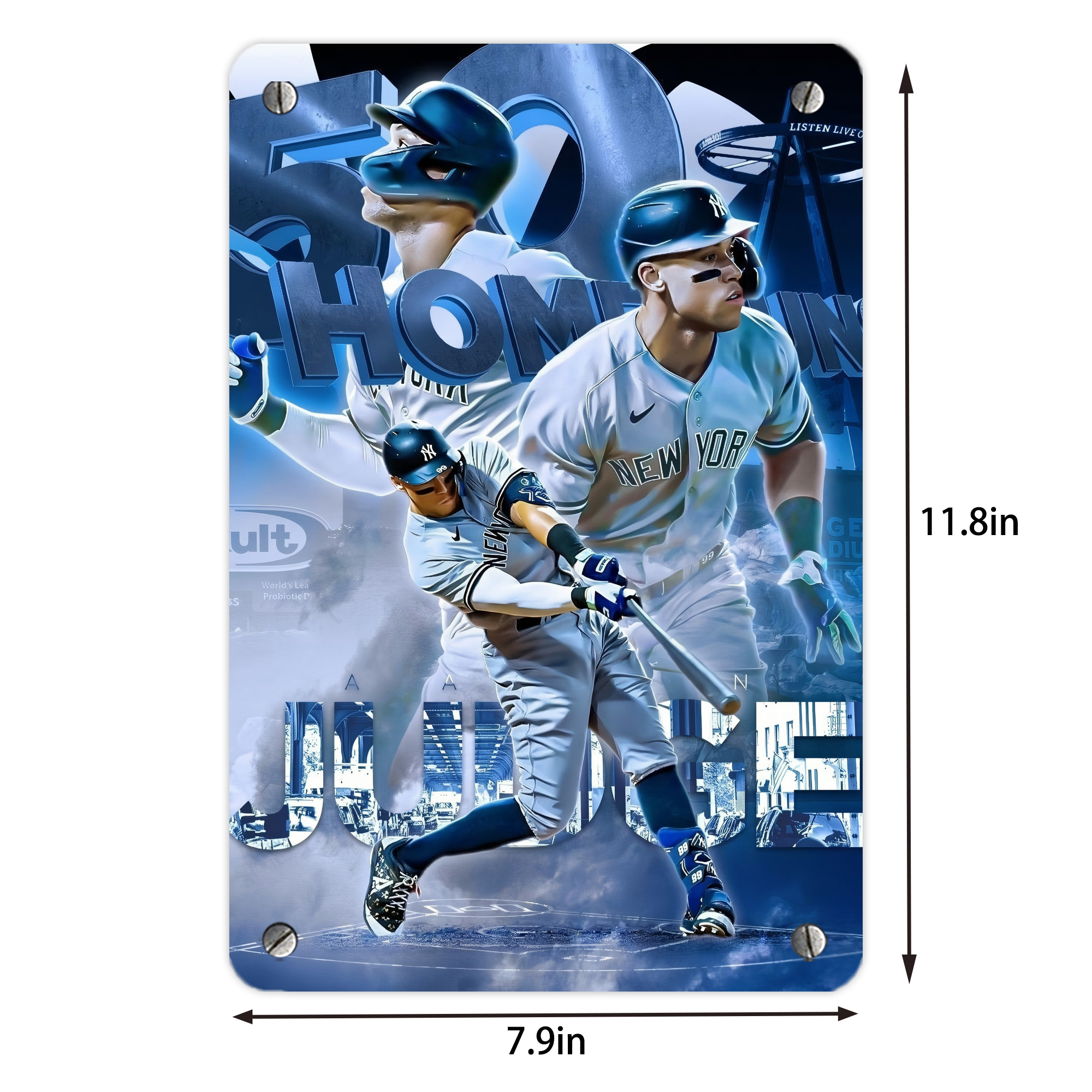 Aaron Judge 50 Home Runs Metal Tin Sign 8x12inch - High-Quality Full-Print Decorative Wall Art, Durable Rust-Resistant Metal Plaque For Living Room, Bedroom, Kitchen, Office, Bar Décor