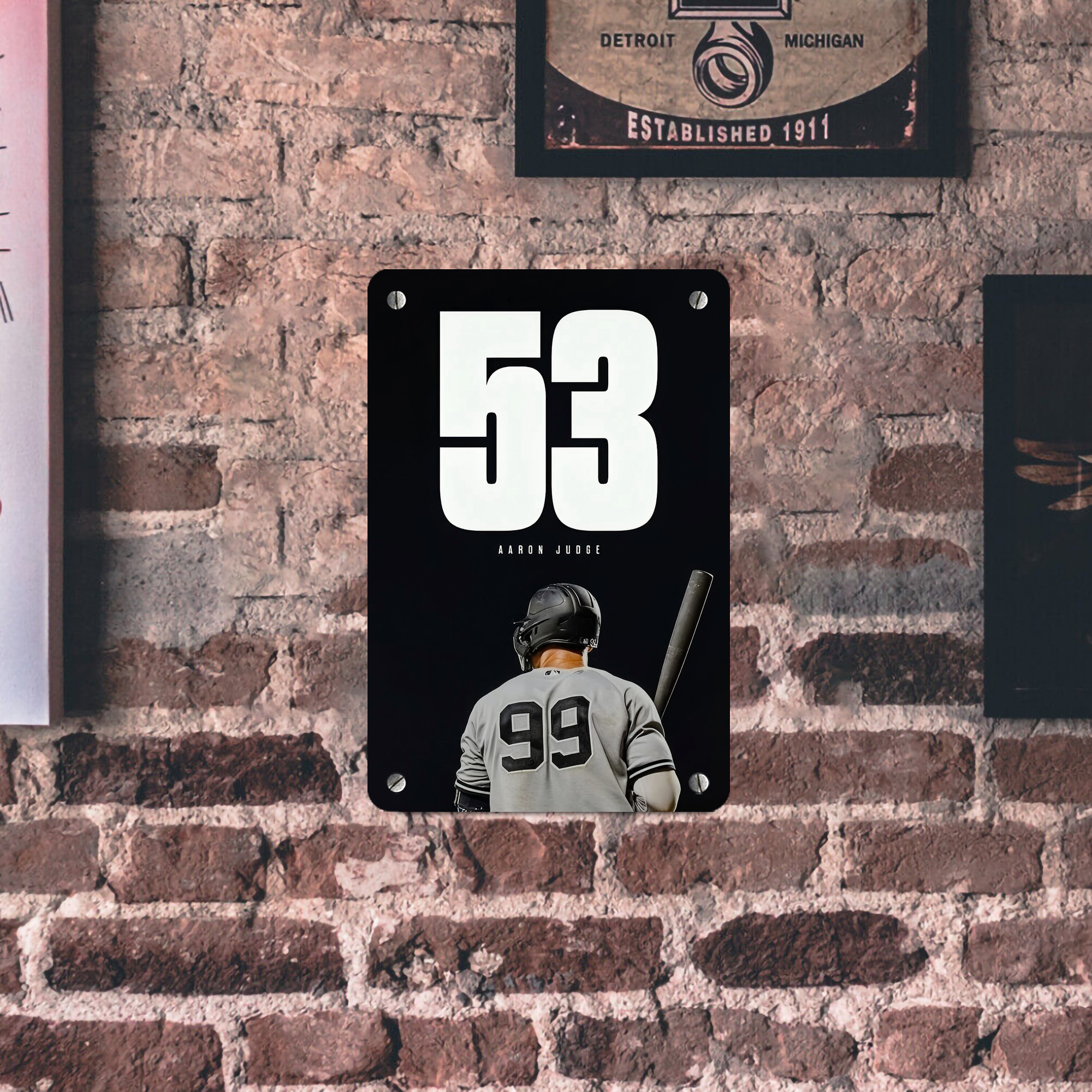 Aaron Judge 53 Home Runs Metal Tin Sign 8x12inch - High-Quality Full-Print Decorative Wall Art, Durable Rust-Resistant Metal Plaque For Living Room, Bedroom, Kitchen, Office, Bar Décor
