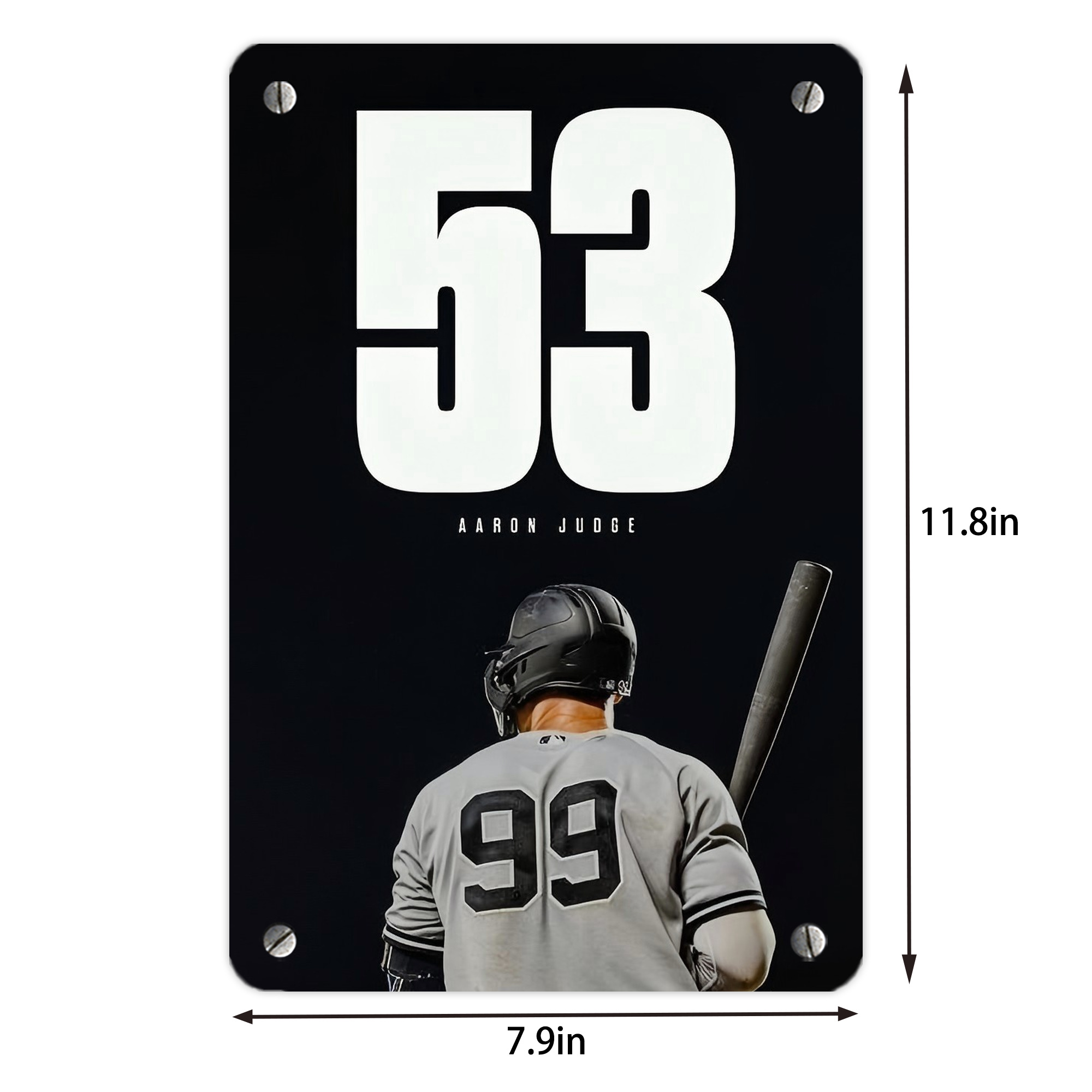 Aaron Judge 53 Home Runs Metal Tin Sign 8x12inch - High-Quality Full-Print Decorative Wall Art, Durable Rust-Resistant Metal Plaque For Living Room, Bedroom, Kitchen, Office, Bar Décor