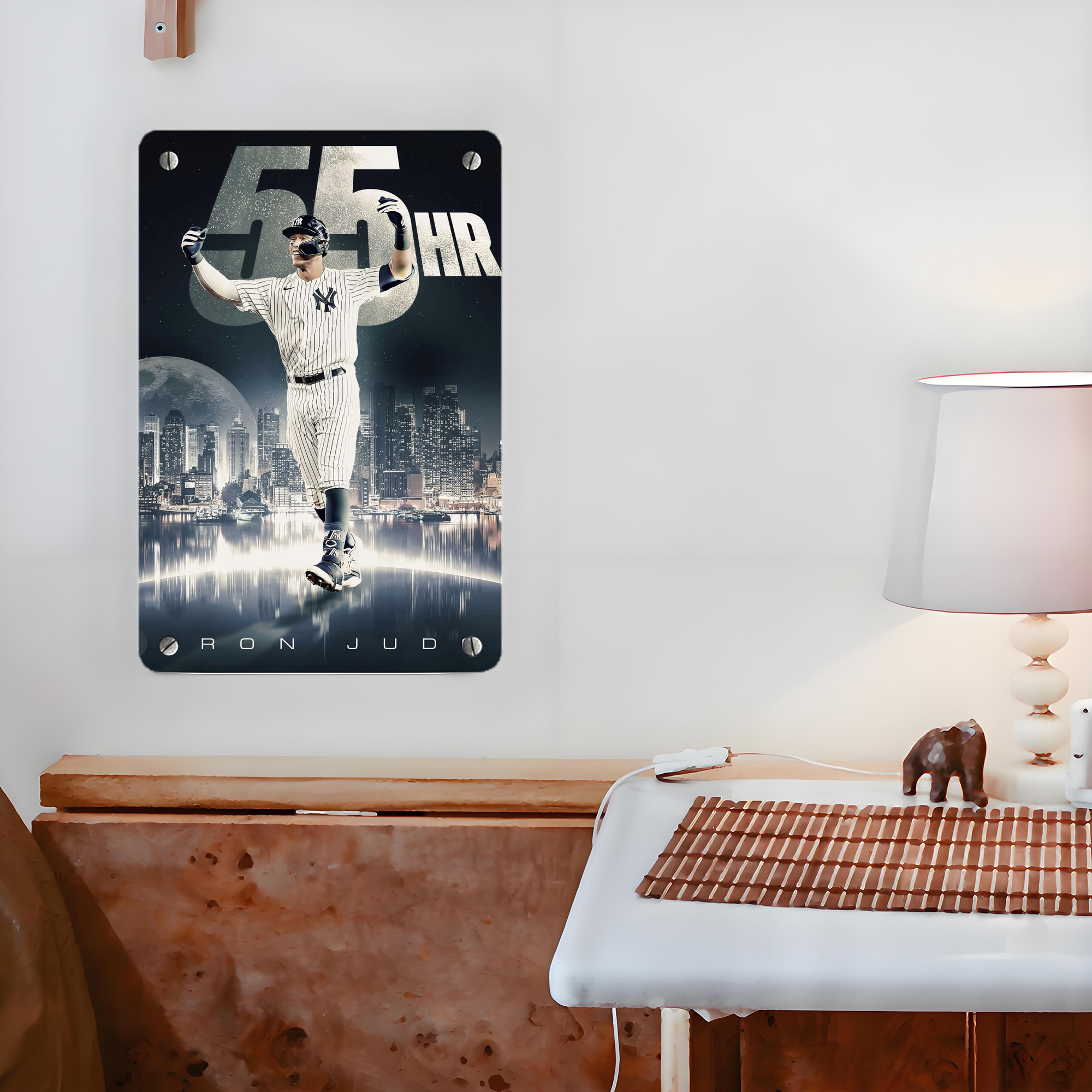 Aaron Judge 55 Home Runs Metal Tin Sign 8x12inch - High-Quality Full-Print Decorative Wall Art, Durable Rust-Resistant Metal Plaque For Living Room, Bedroom, Kitchen, Office, Bar Décor