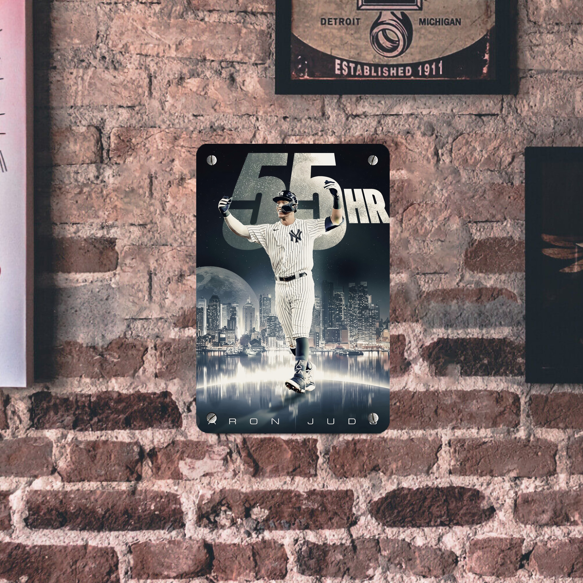 Aaron Judge 55 Home Runs Metal Tin Sign 8x12inch - High-Quality Full-Print Decorative Wall Art, Durable Rust-Resistant Metal Plaque For Living Room, Bedroom, Kitchen, Office, Bar Décor