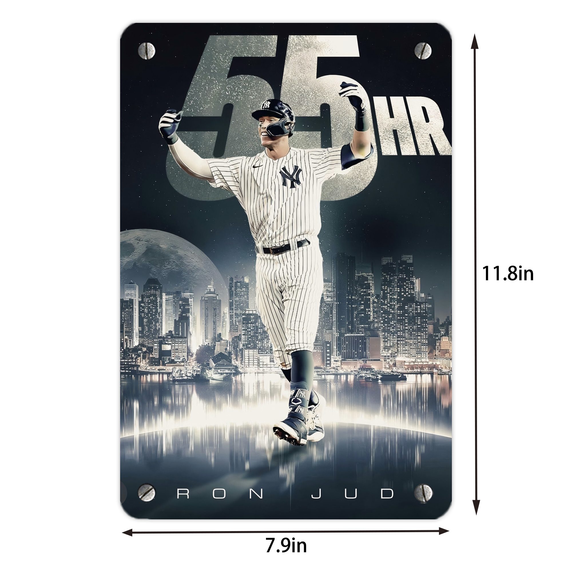 Aaron Judge 55 Home Runs Metal Tin Sign 8x12inch - High-Quality Full-Print Decorative Wall Art, Durable Rust-Resistant Metal Plaque For Living Room, Bedroom, Kitchen, Office, Bar Décor