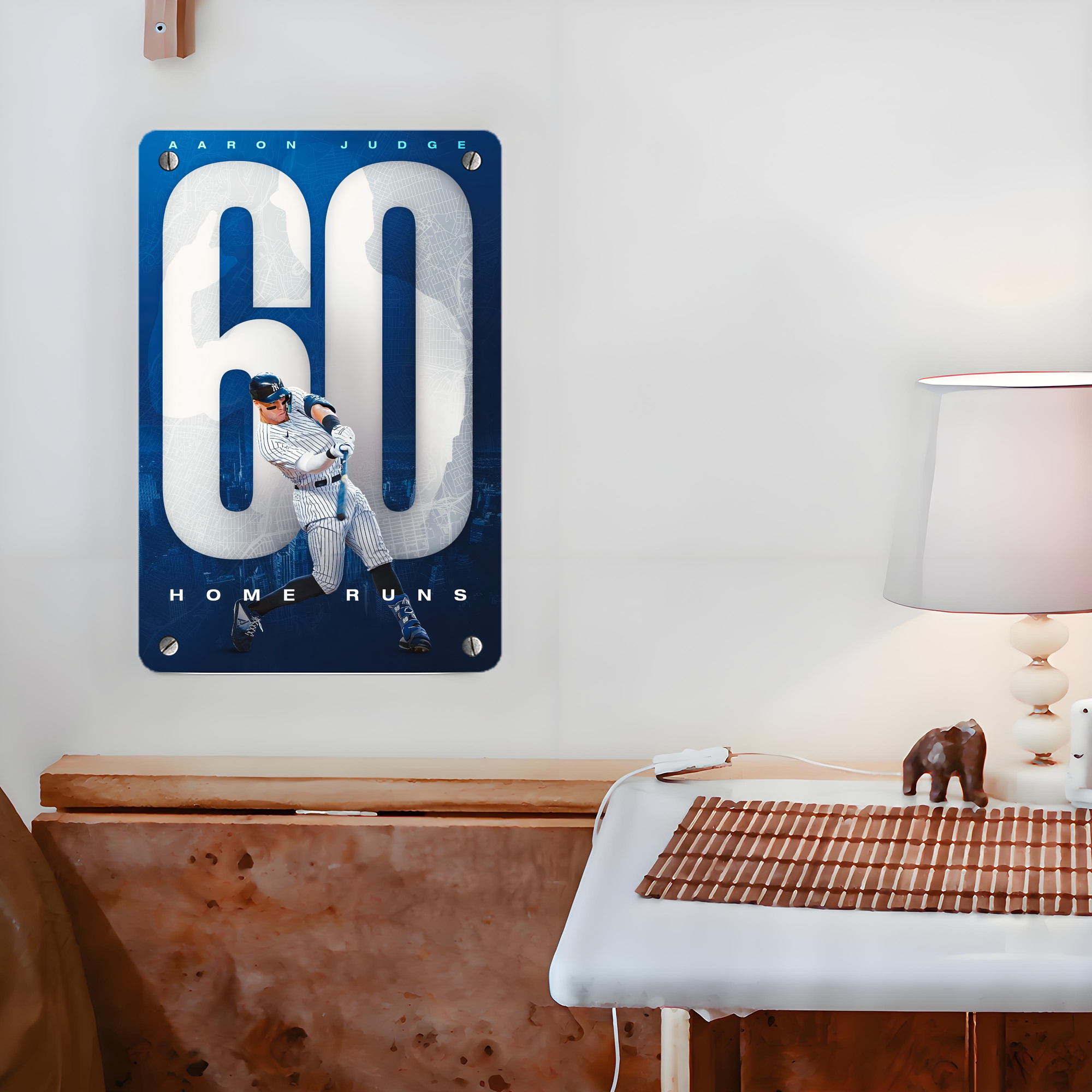 Aaron Judge 60 Home Runs 2 Metal Tin Sign 8x12inch - High-Quality Full-Print Decorative Wall Art, Durable Rust-Resistant Metal Plaque For Living Room, Bedroom, Kitchen, Office, Bar Décor