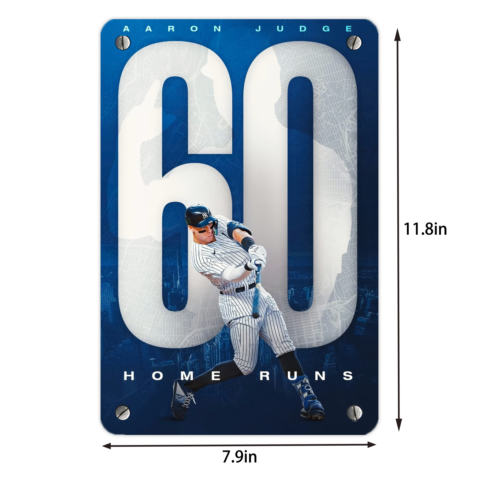 Aaron Judge 60 Home Runs 2 Metal Tin Sign 8x12inch - High-Quality Full-Print Decorative Wall Art, Durable Rust-Resistant Metal Plaque For Living Room, Bedroom, Kitchen, Office, Bar Décor