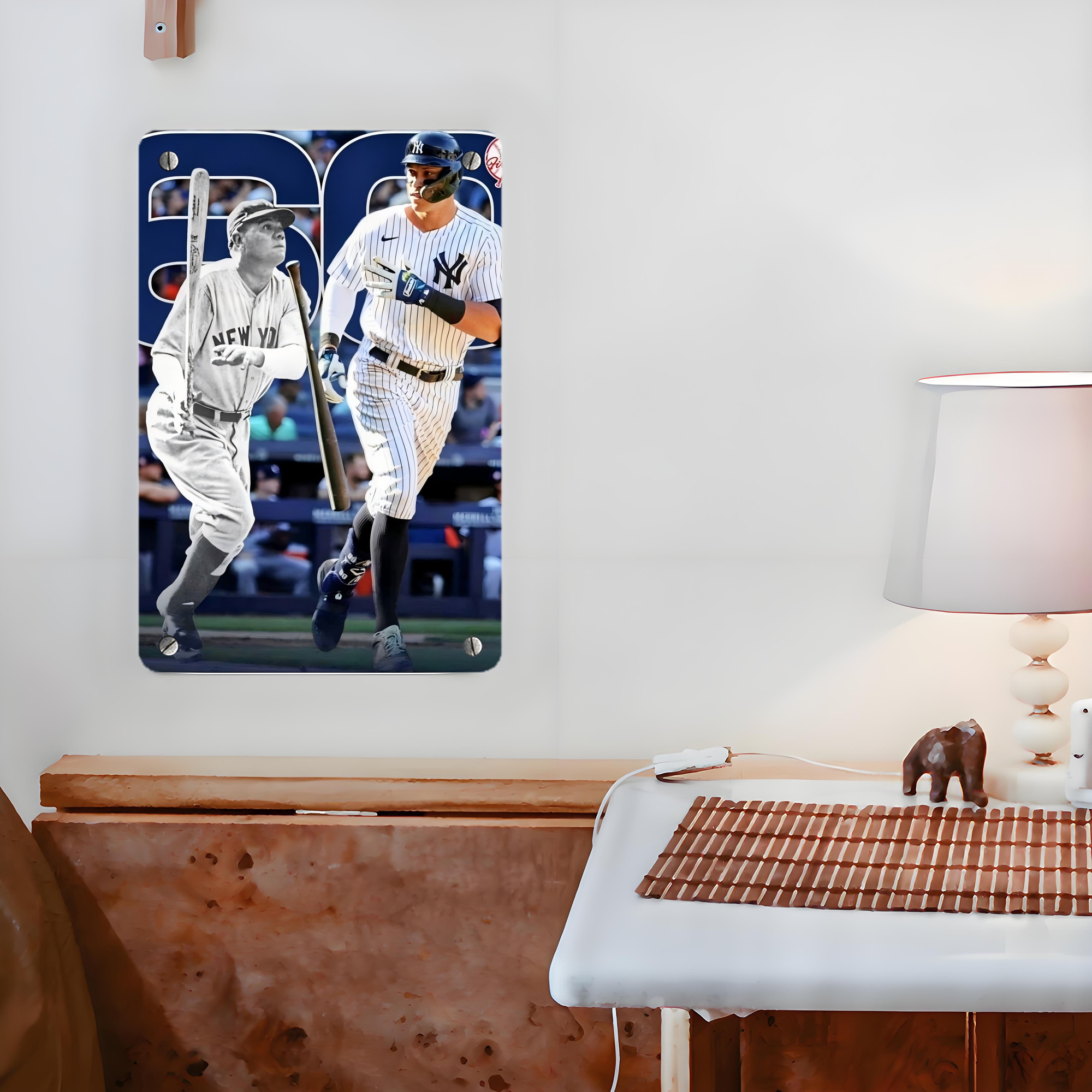 Aaron Judge 60 Home Runs 5 Metal Tin Sign 8x12inch - High-Quality Full-Print Decorative Wall Art, Durable Rust-Resistant Metal Plaque For Living Room, Bedroom, Kitchen, Office, Bar Décor