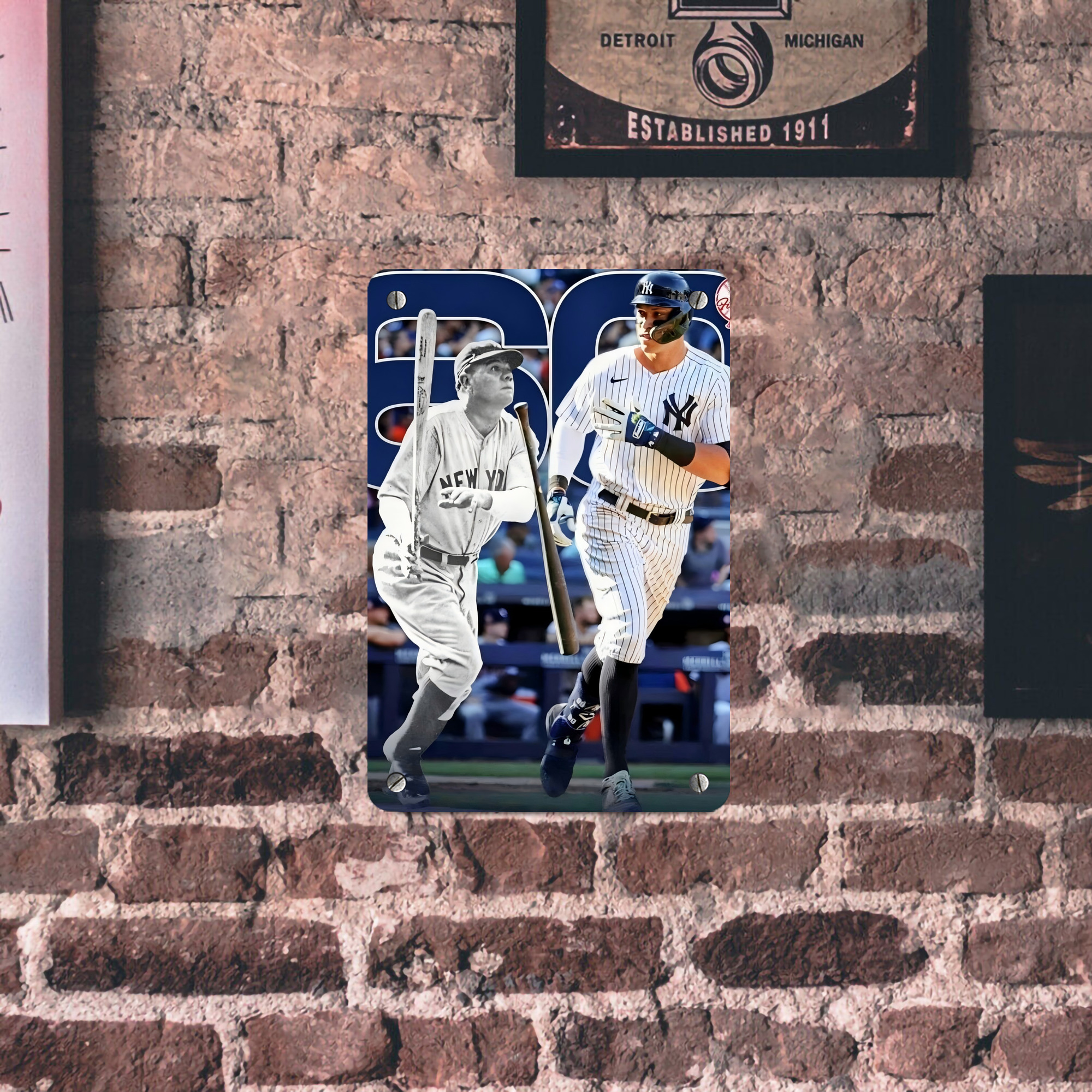 Aaron Judge 60 Home Runs 5 Metal Tin Sign 8x12inch - High-Quality Full-Print Decorative Wall Art, Durable Rust-Resistant Metal Plaque For Living Room, Bedroom, Kitchen, Office, Bar Décor