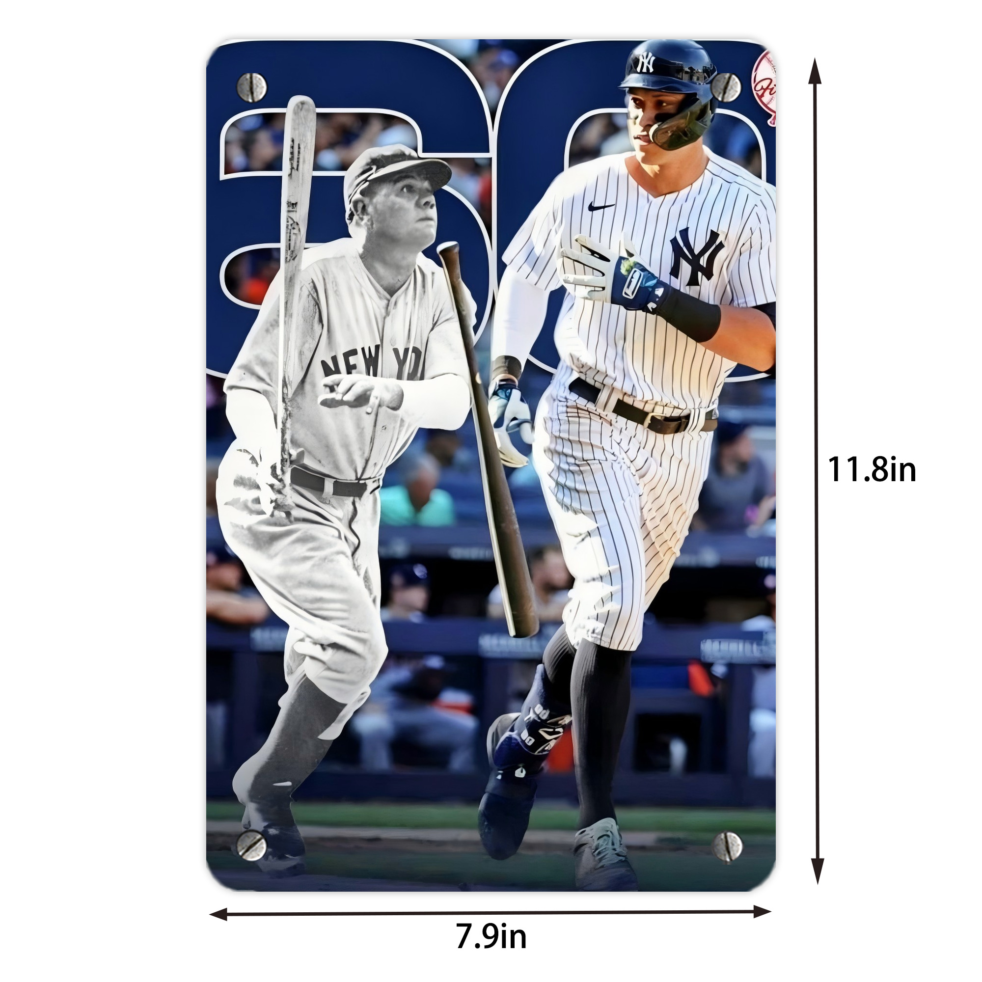 Aaron Judge 60 Home Runs 5 Metal Tin Sign 8x12inch - High-Quality Full-Print Decorative Wall Art, Durable Rust-Resistant Metal Plaque For Living Room, Bedroom, Kitchen, Office, Bar Décor