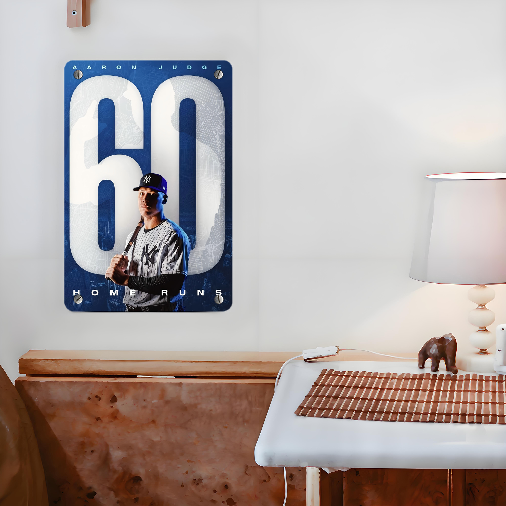 Aaron Judge 60 Home Runs Metal Tin Sign 8x12inch - High-Quality Full-Print Decorative Wall Art, Durable Rust-Resistant Metal Plaque For Living Room, Bedroom, Kitchen, Office, Bar Décor