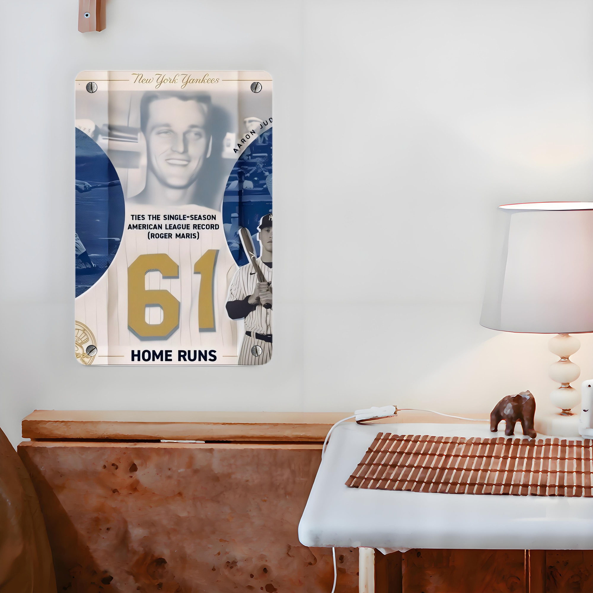 Aaron Judge 61 Home Runs 2 Metal Tin Sign 8x12inch - High-Quality Full-Print Decorative Wall Art, Durable Rust-Resistant Metal Plaque For Living Room, Bedroom, Kitchen, Office, Bar Décor