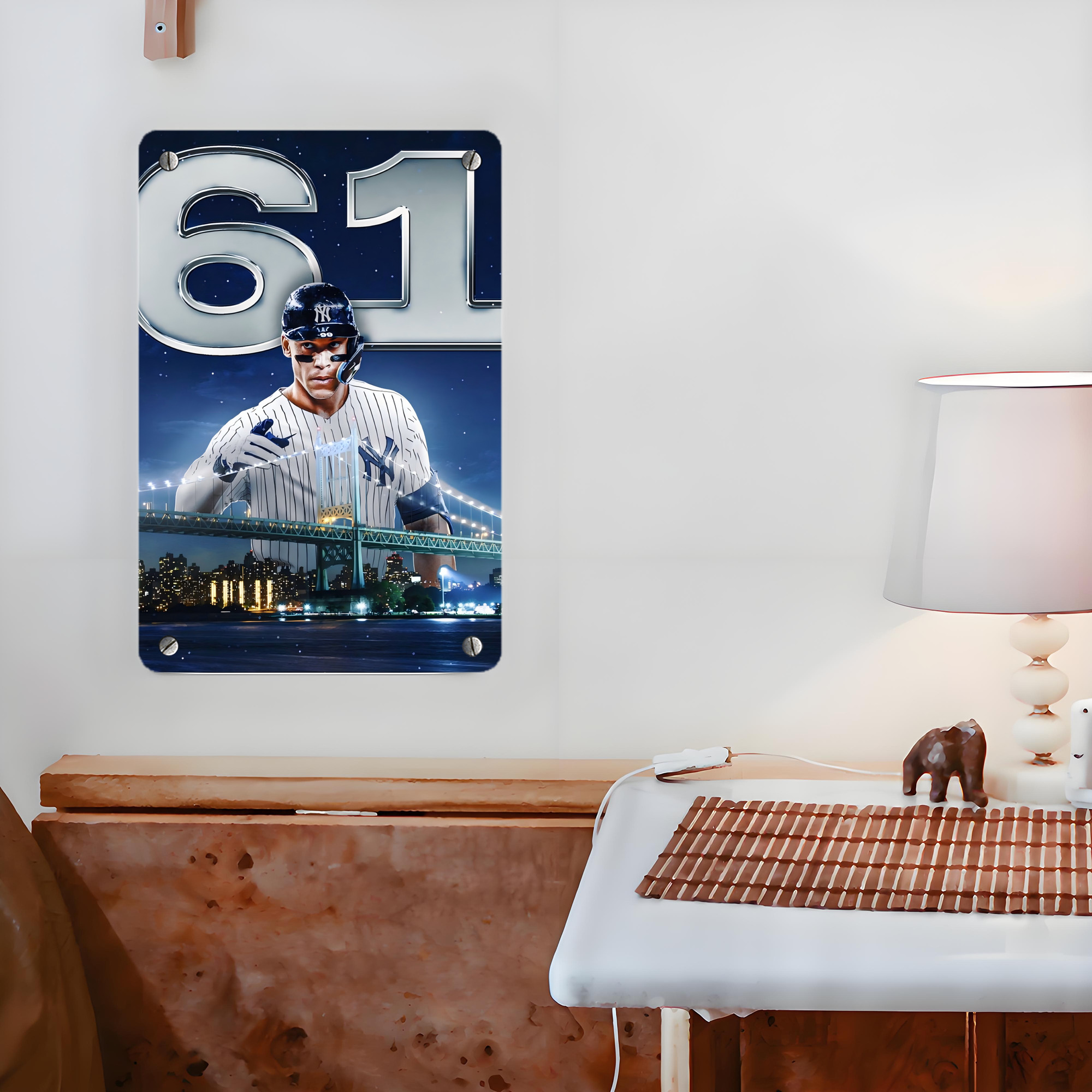 Aaron Judge 61 Home Runs Metal Tin Sign 8x12inch - High-Quality Full-Print Decorative Wall Art, Durable Rust-Resistant Metal Plaque For Living Room, Bedroom, Kitchen, Office, Bar Décor