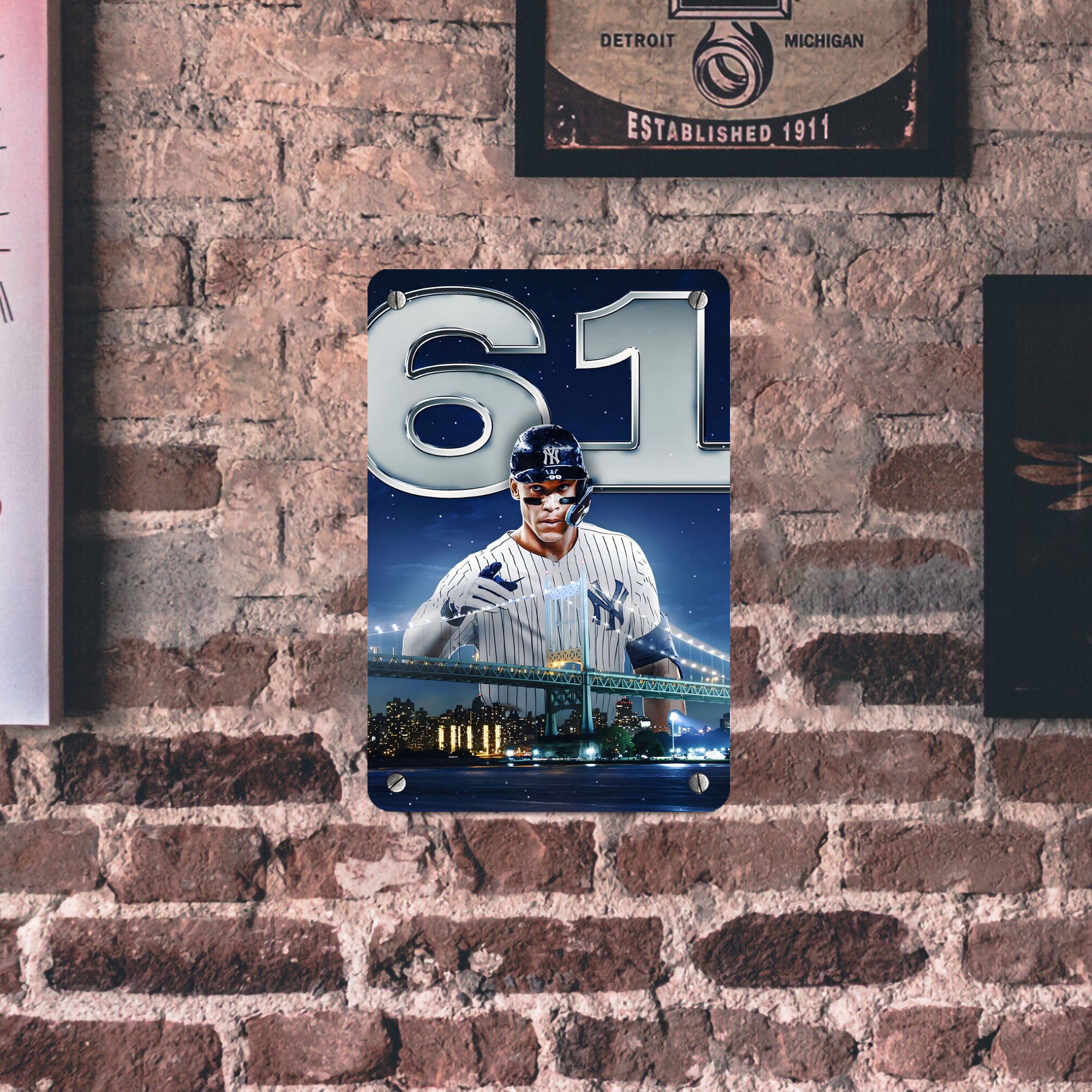 Aaron Judge 61 Home Runs Metal Tin Sign 8x12inch - High-Quality Full-Print Decorative Wall Art, Durable Rust-Resistant Metal Plaque For Living Room, Bedroom, Kitchen, Office, Bar Décor