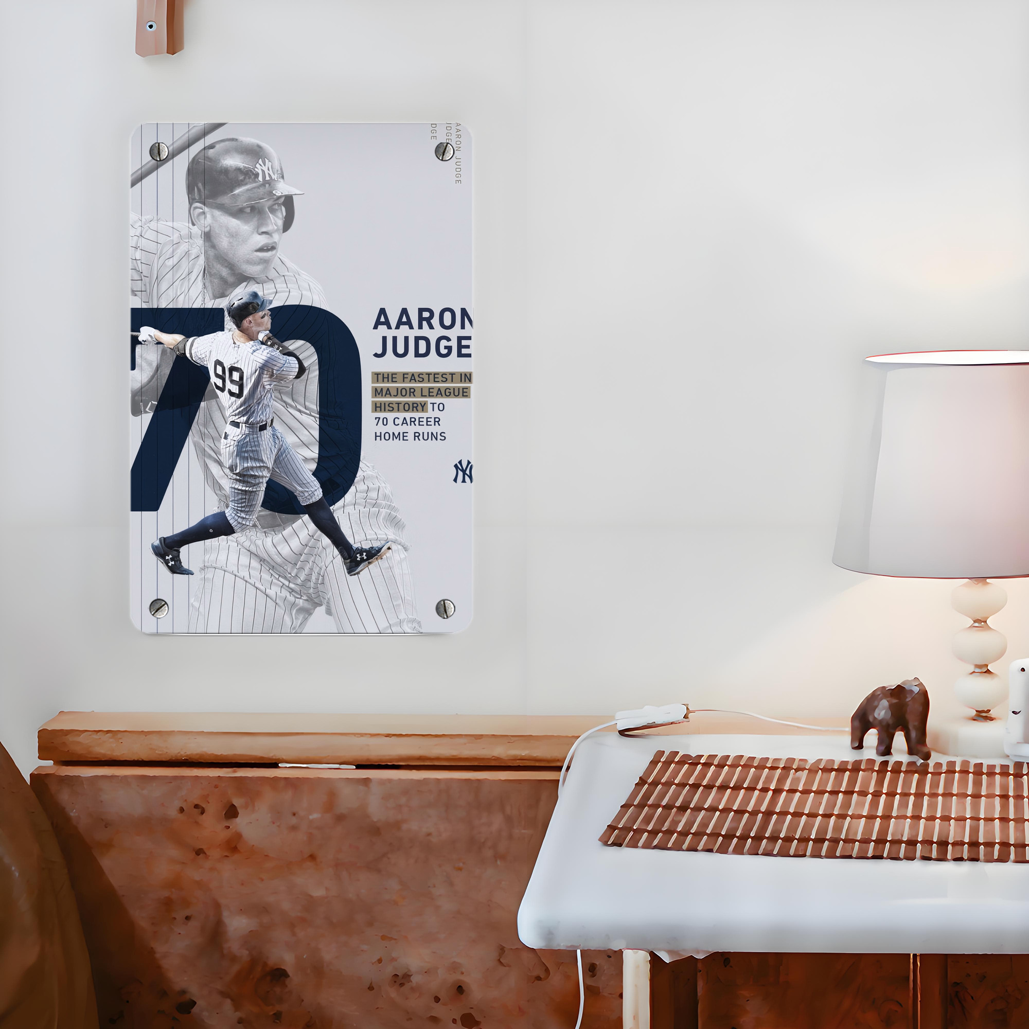 Aaron Judge 70 Home Runs Metal Tin Sign 8x12inch - High-Quality Full-Print Decorative Wall Art, Durable Rust-Resistant Metal Plaque For Living Room, Bedroom, Kitchen, Office, Bar Décor