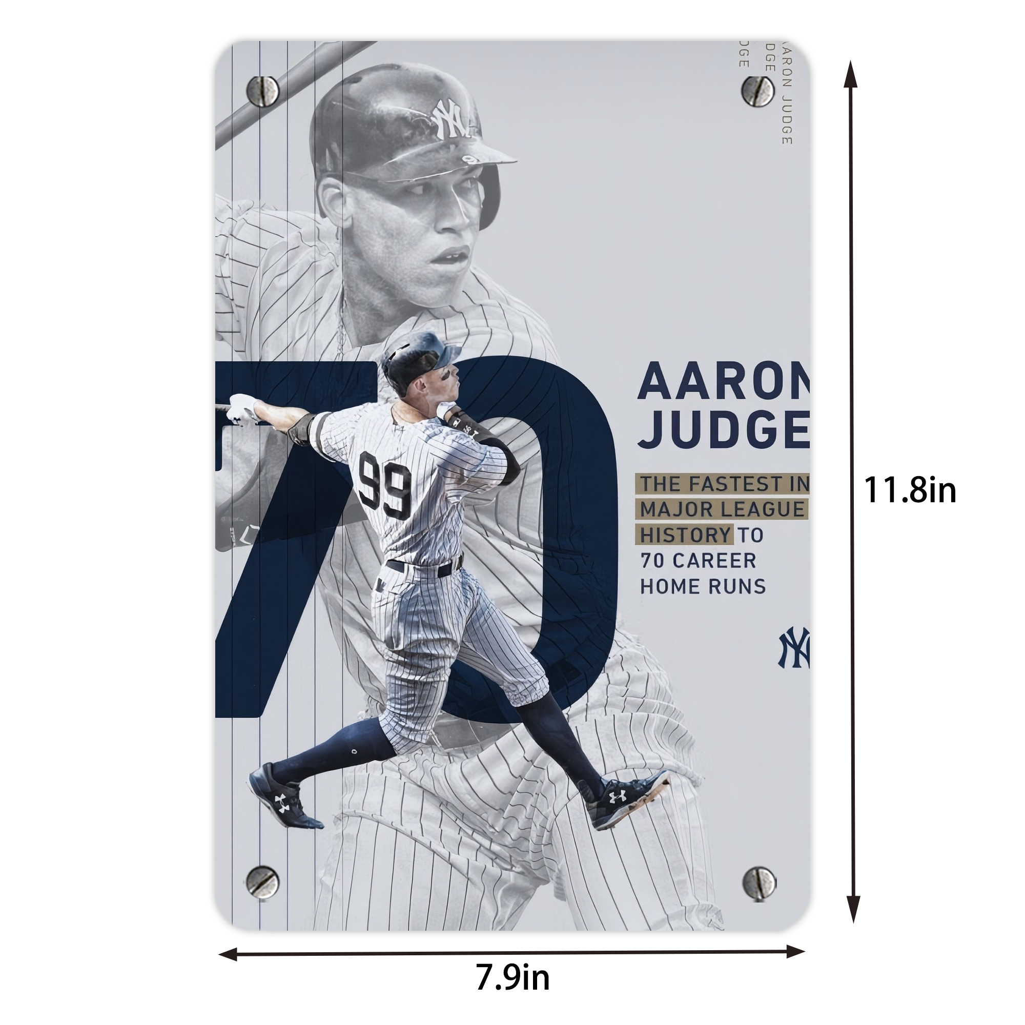 Aaron Judge 70 Home Runs Metal Tin Sign 8x12inch - High-Quality Full-Print Decorative Wall Art, Durable Rust-Resistant Metal Plaque For Living Room, Bedroom, Kitchen, Office, Bar Décor