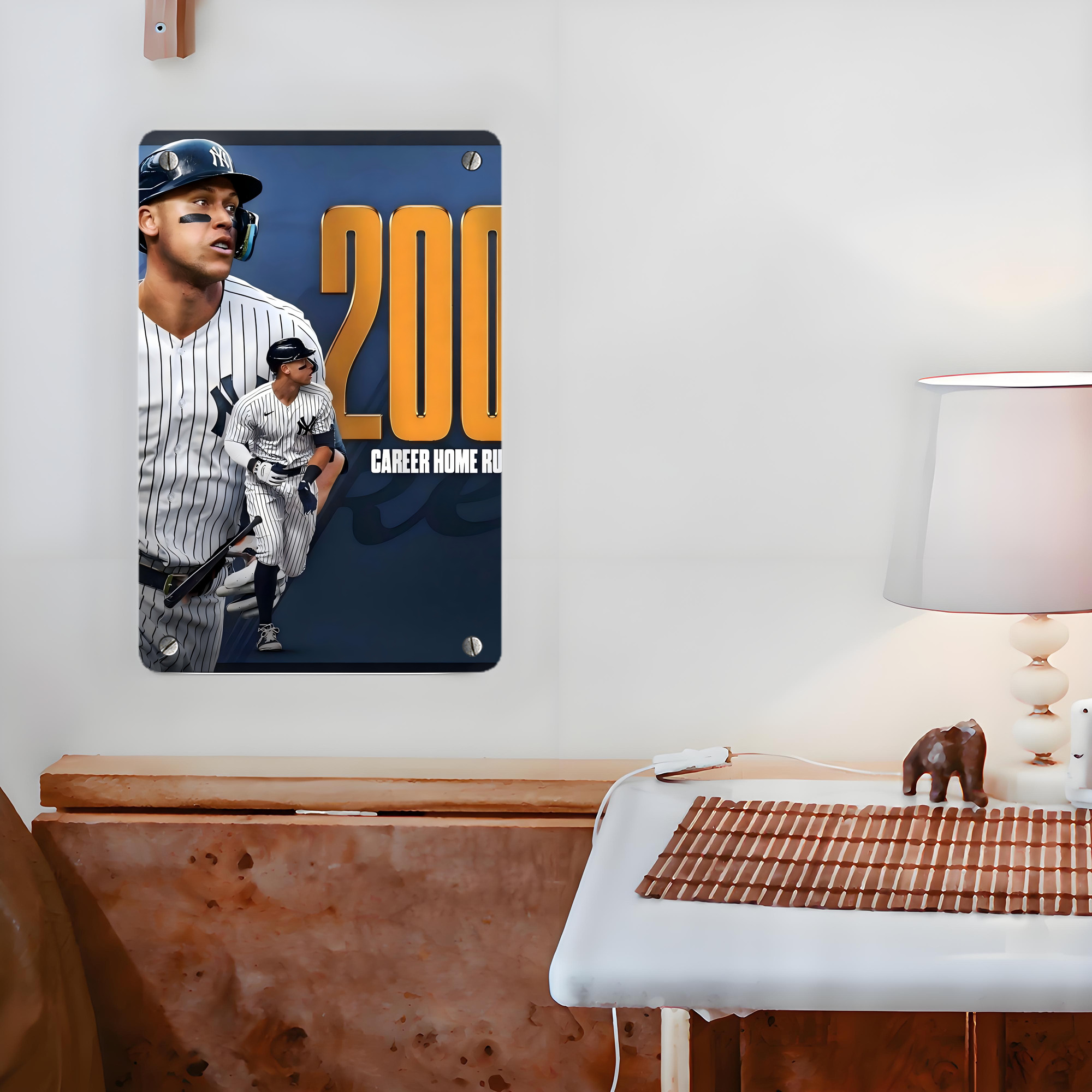 Aaron Judge 200 Home Runs 1 Metal Tin Sign 8x12inch - High-Quality Full-Print Decorative Wall Art, Durable Rust-Resistant Metal Plaque For Living Room, Bedroom, Kitchen, Office, Bar Décor