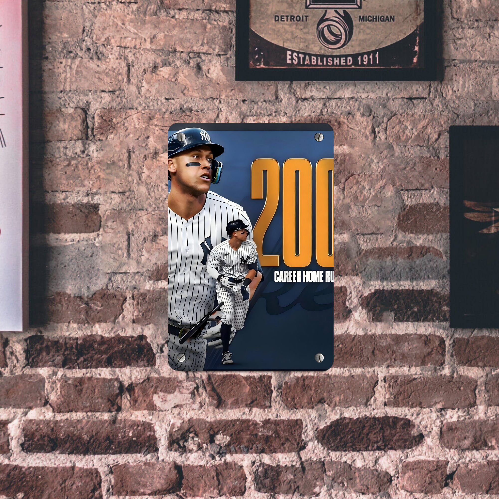 Aaron Judge 200 Home Runs 1 Metal Tin Sign 8x12inch - High-Quality Full-Print Decorative Wall Art, Durable Rust-Resistant Metal Plaque For Living Room, Bedroom, Kitchen, Office, Bar Décor