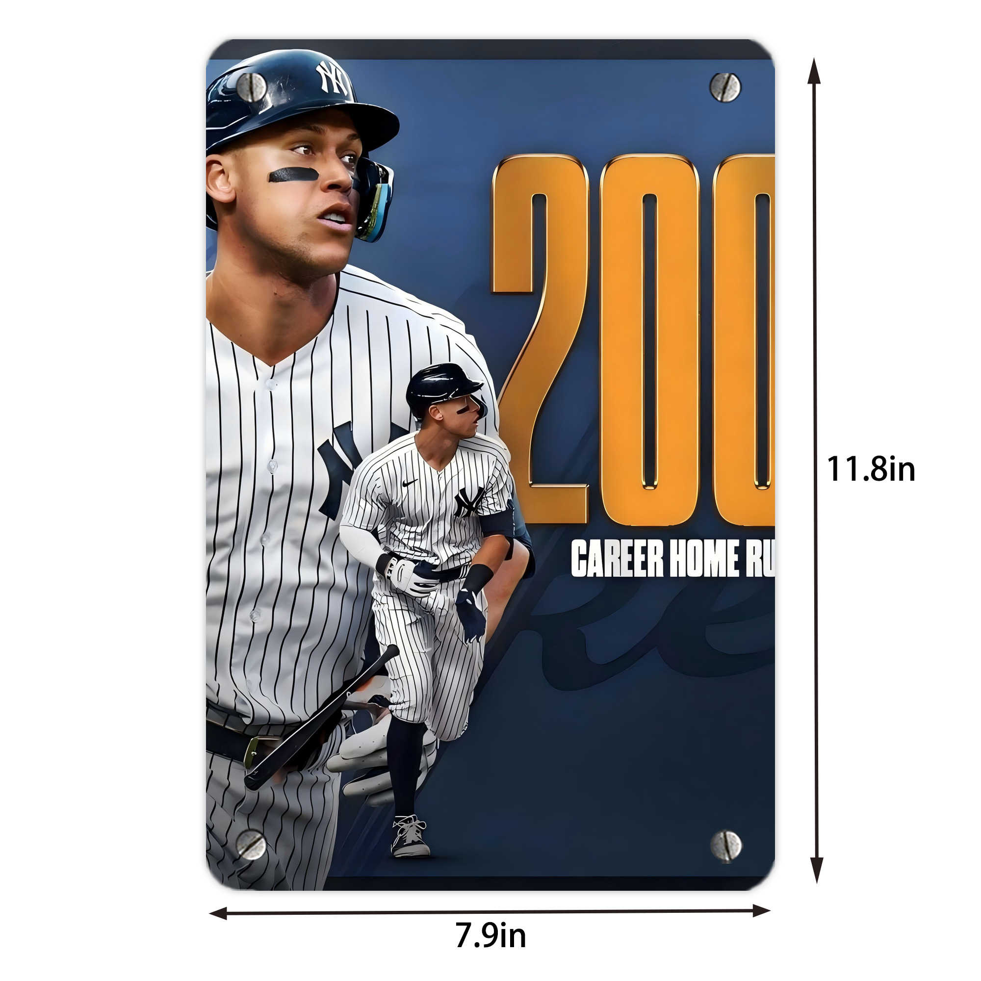 Aaron Judge 200 Home Runs 1 Metal Tin Sign 8x12inch - High-Quality Full-Print Decorative Wall Art, Durable Rust-Resistant Metal Plaque For Living Room, Bedroom, Kitchen, Office, Bar Décor
