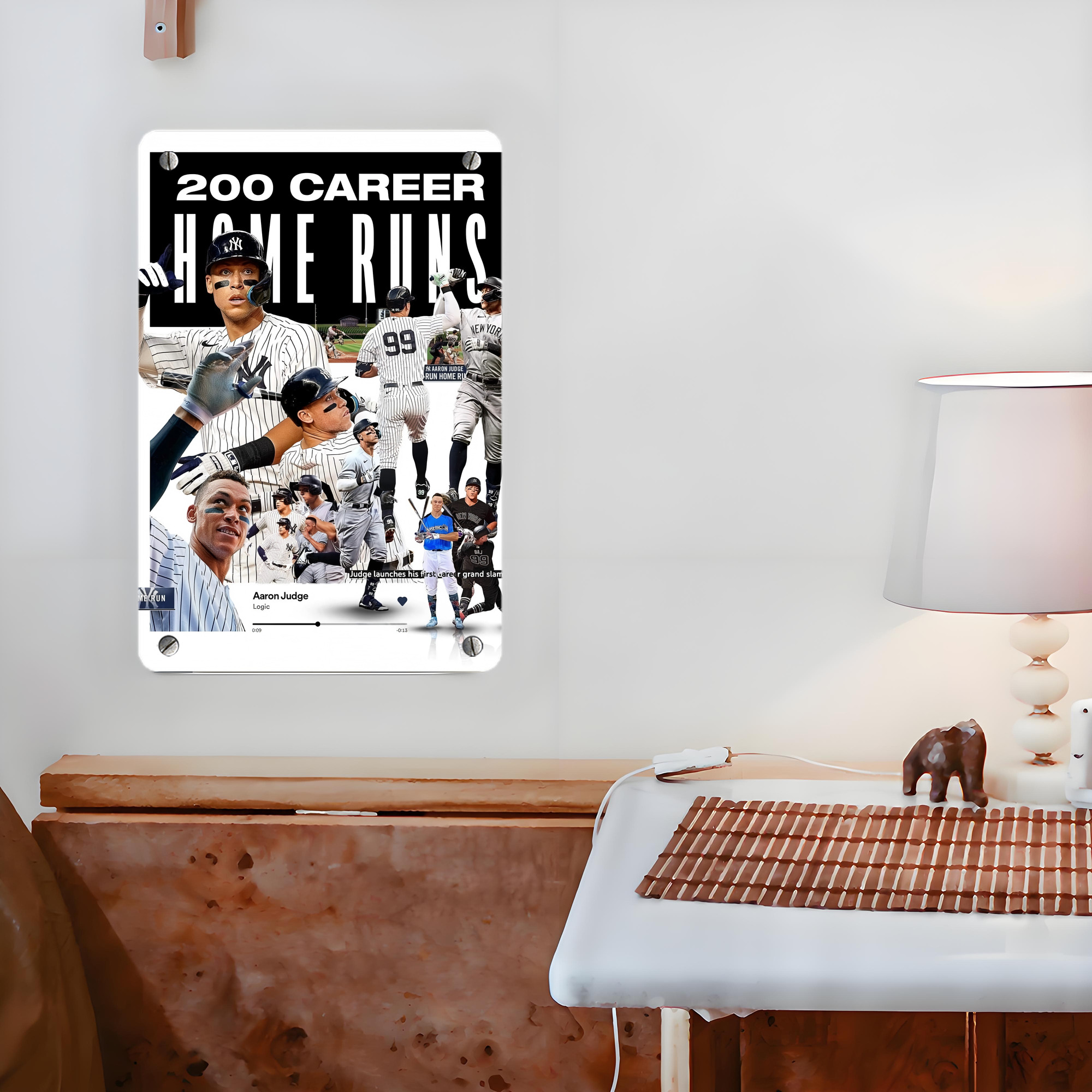 Aaron Judge 200 Home Runs 2 Metal Tin Sign 8x12inch - High-Quality Full-Print Decorative Wall Art, Durable Rust-Resistant Metal Plaque For Living Room, Bedroom, Kitchen, Office, Bar Décor