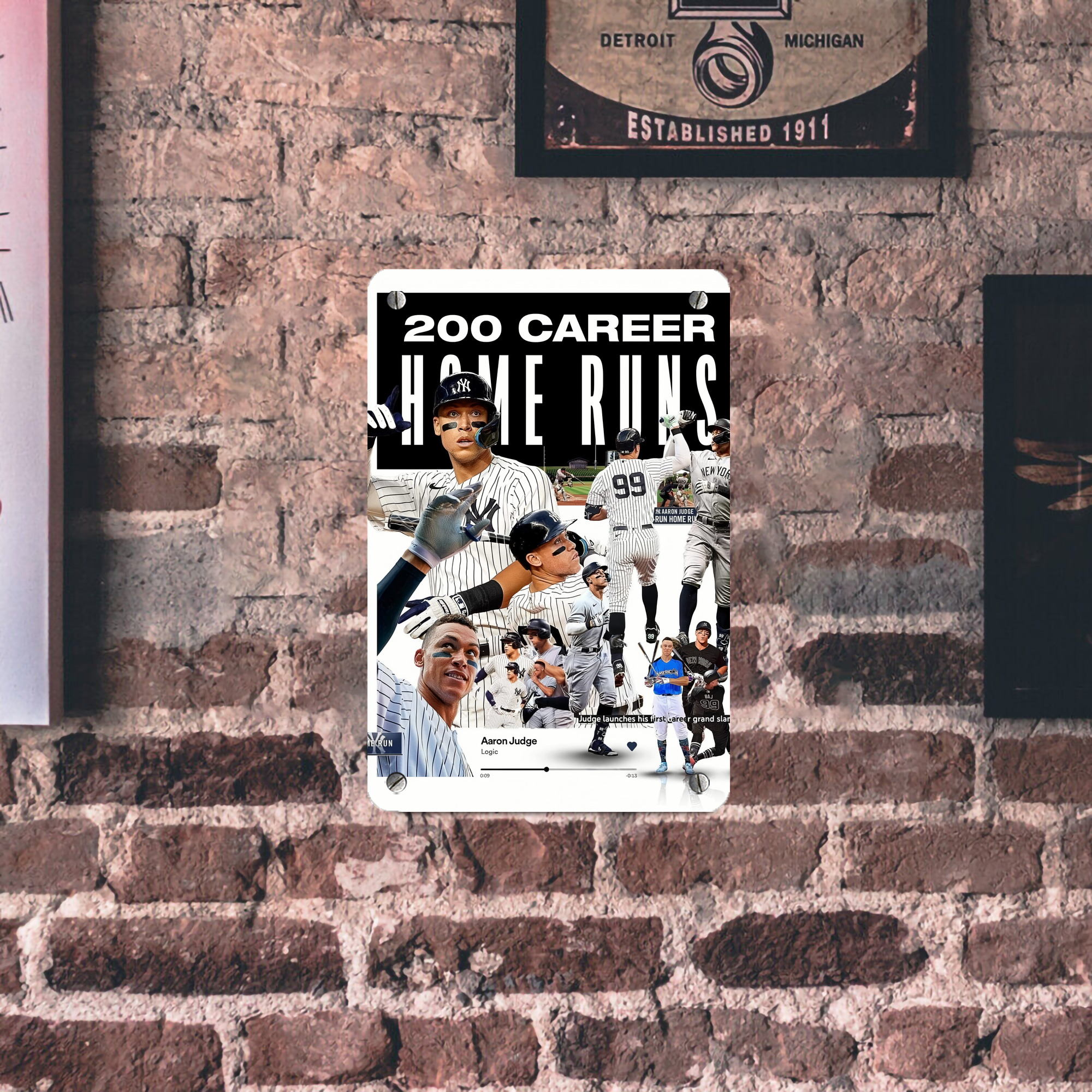 Aaron Judge 200 Home Runs 2 Metal Tin Sign 8x12inch - High-Quality Full-Print Decorative Wall Art, Durable Rust-Resistant Metal Plaque For Living Room, Bedroom, Kitchen, Office, Bar Décor