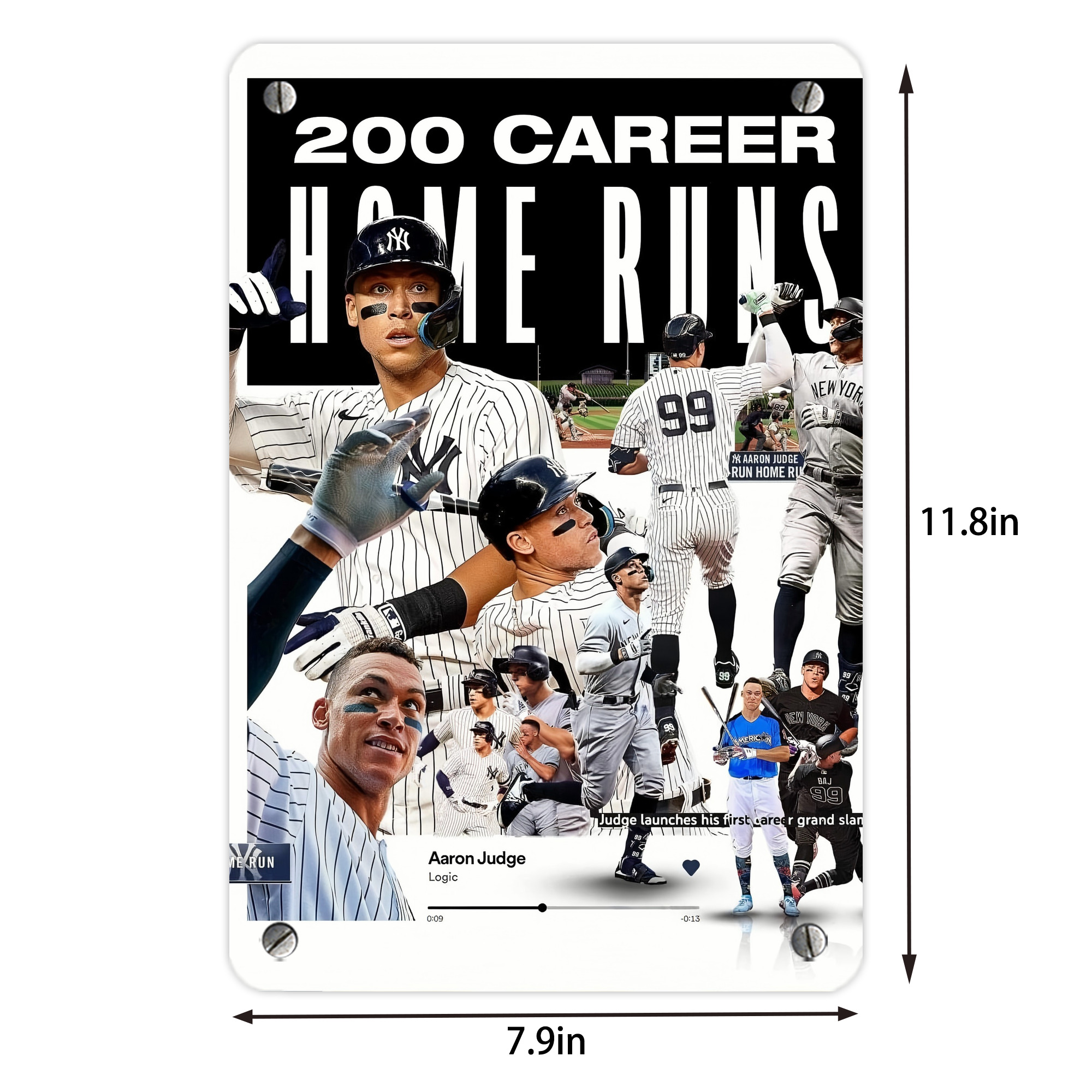 Aaron Judge 200 Home Runs 2 Metal Tin Sign 8x12inch - High-Quality Full-Print Decorative Wall Art, Durable Rust-Resistant Metal Plaque For Living Room, Bedroom, Kitchen, Office, Bar Décor