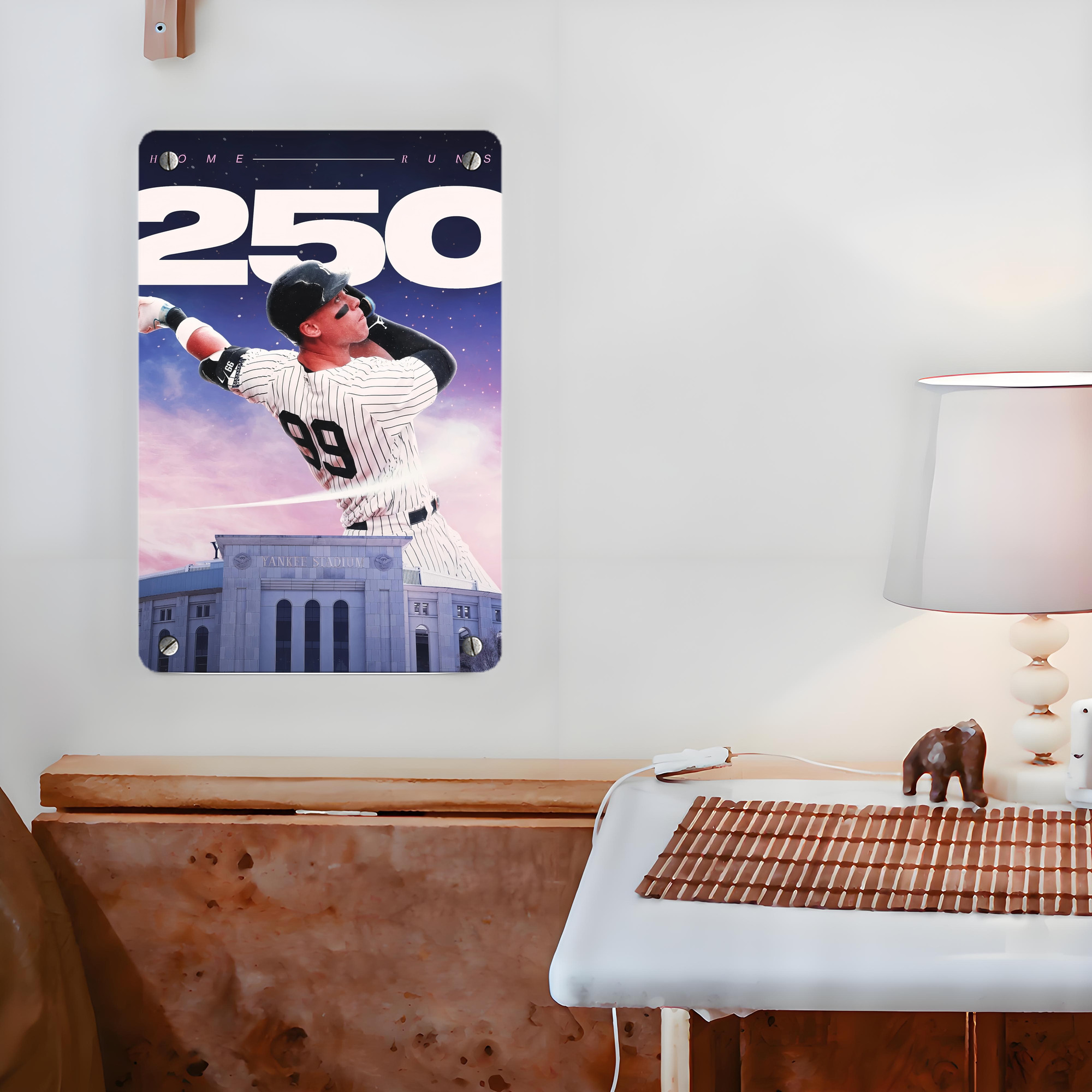 Aaron Judge 250 Home Runs Metal Tin Sign 8x12inch - High-Quality Full-Print Decorative Wall Art, Durable Rust-Resistant Metal Plaque For Living Room, Bedroom, Kitchen, Office, Bar Décor