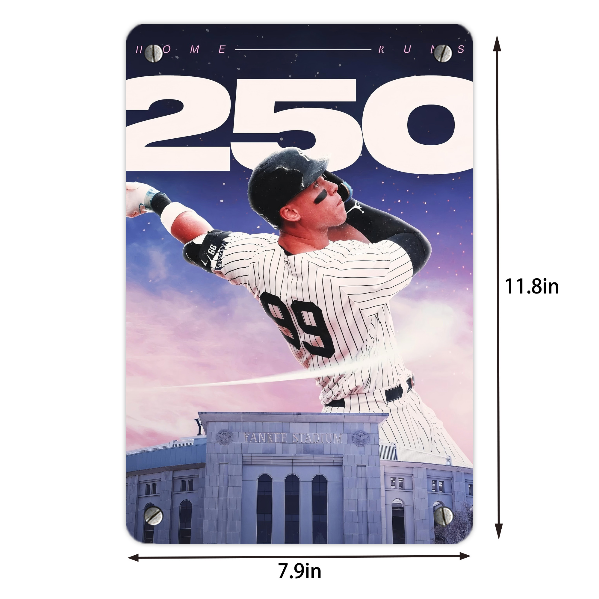 Aaron Judge 250 Home Runs Metal Tin Sign 8x12inch - High-Quality Full-Print Decorative Wall Art, Durable Rust-Resistant Metal Plaque For Living Room, Bedroom, Kitchen, Office, Bar Décor