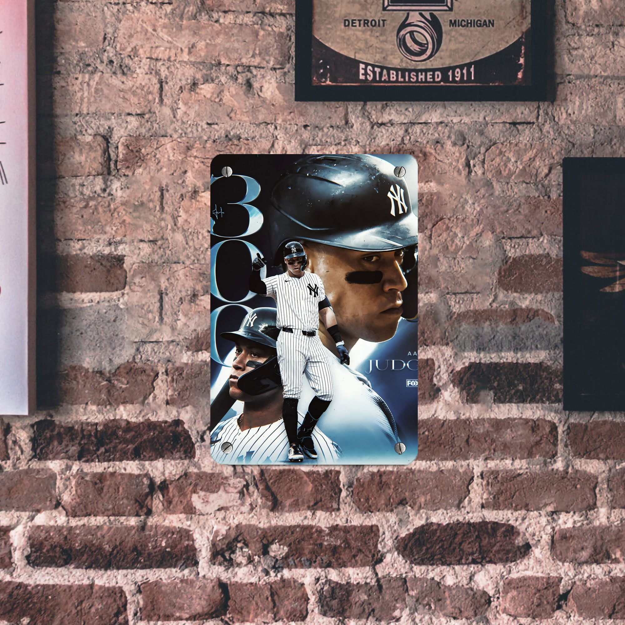 Aaron Judge 300 Home Runs 1 Metal Tin Sign 8x12inch - High-Quality Full-Print Decorative Wall Art, Durable Rust-Resistant Metal Plaque For Living Room, Bedroom, Kitchen, Office, Bar Décor