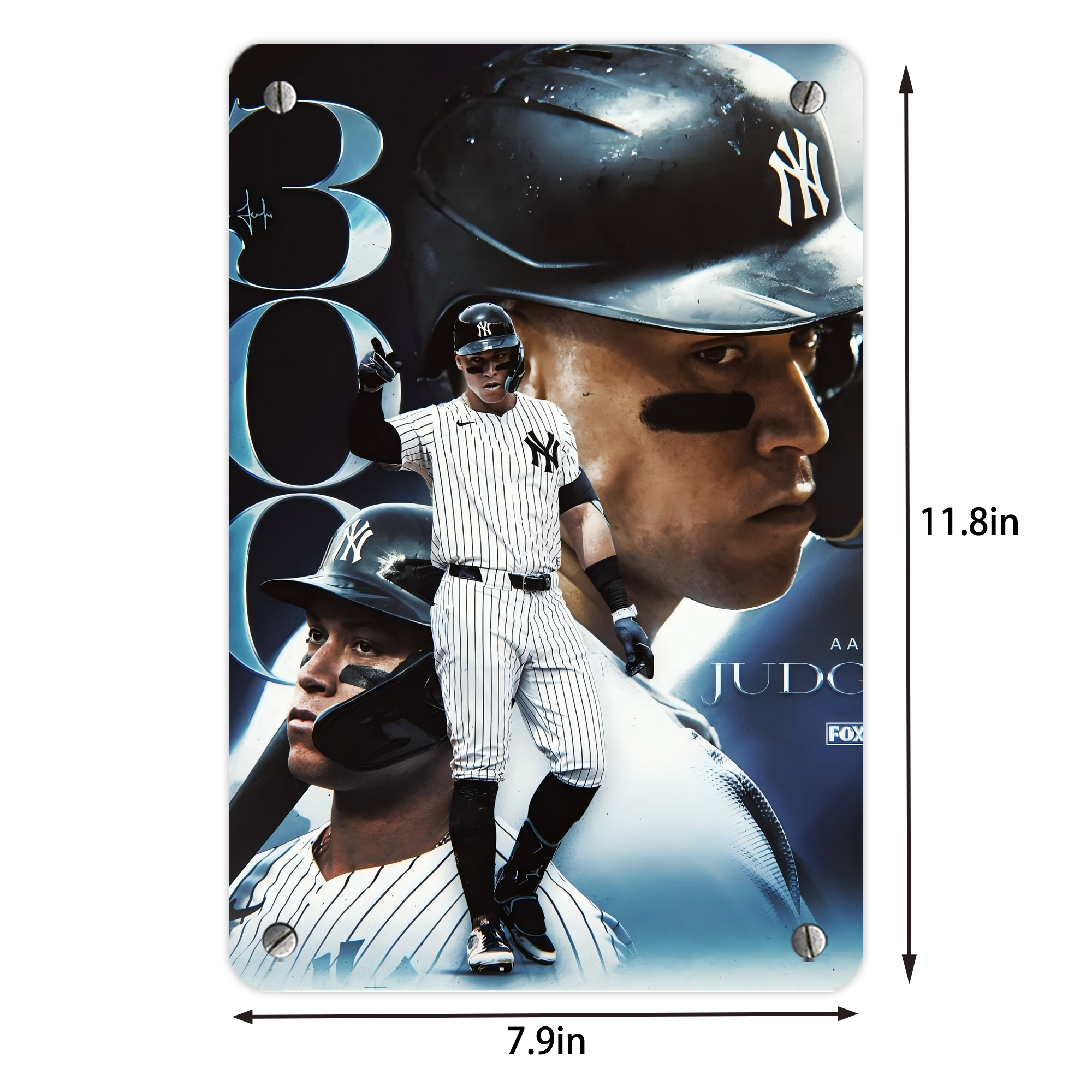 Aaron Judge 300 Home Runs 1 Metal Tin Sign 8x12inch - High-Quality Full-Print Decorative Wall Art, Durable Rust-Resistant Metal Plaque For Living Room, Bedroom, Kitchen, Office, Bar Décor