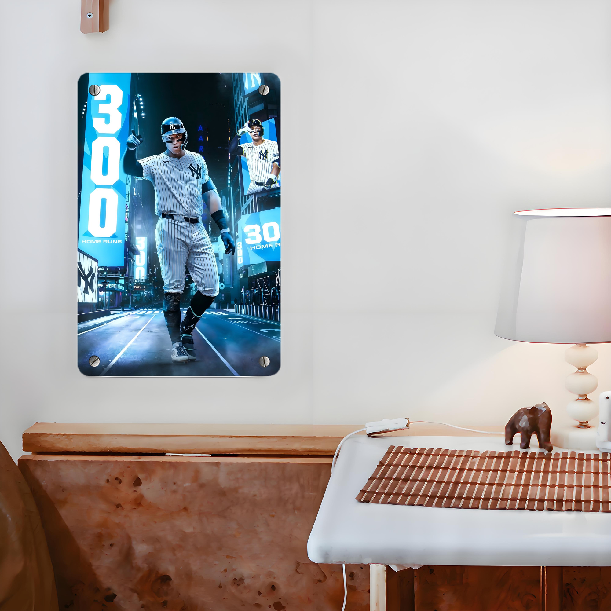 Aaron Judge 300 Home Runs 2 Metal Tin Sign 8x12inch - High-Quality Full-Print Decorative Wall Art, Durable Rust-Resistant Metal Plaque For Living Room, Bedroom, Kitchen, Office, Bar Décor