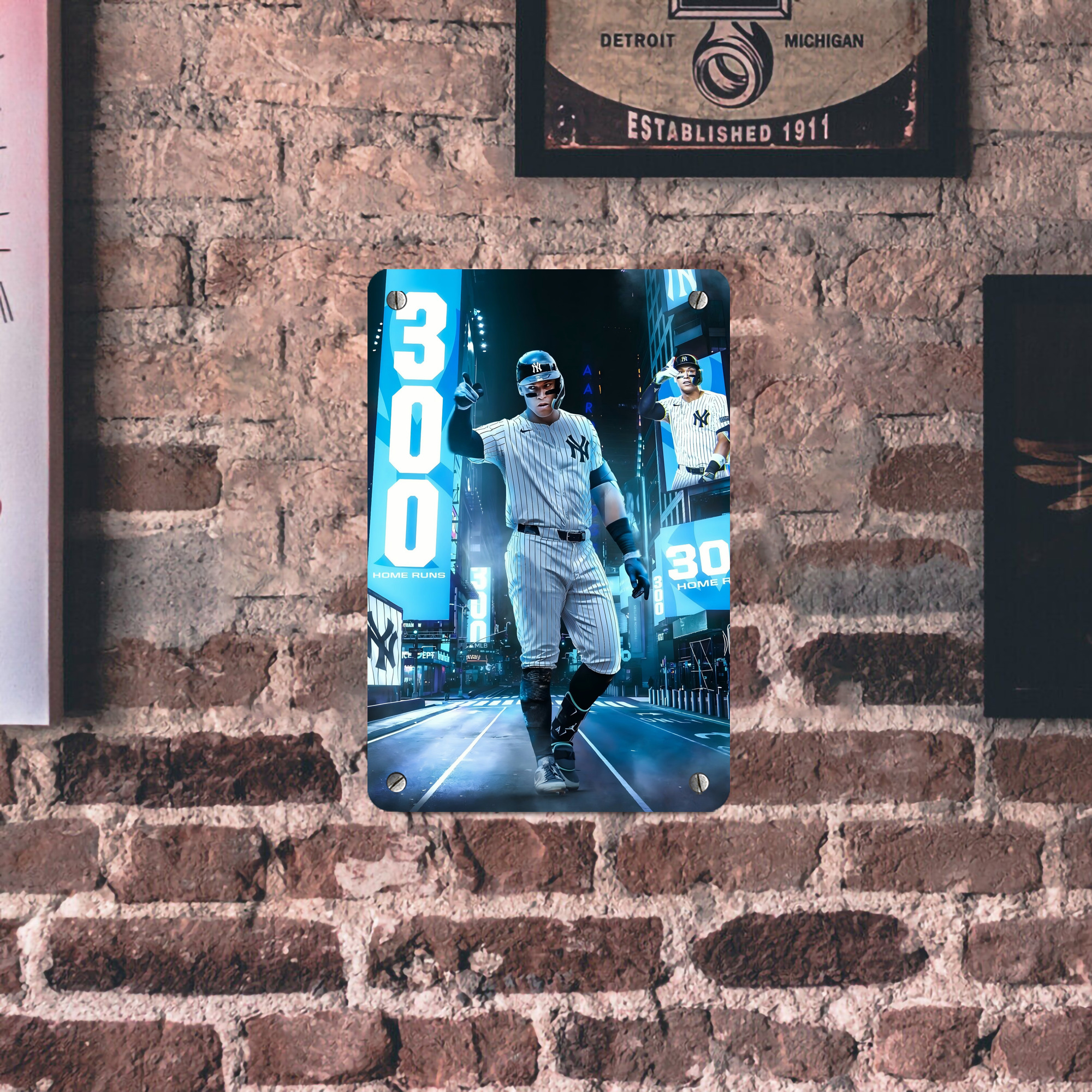 Aaron Judge 300 Home Runs 2 Metal Tin Sign 8x12inch - High-Quality Full-Print Decorative Wall Art, Durable Rust-Resistant Metal Plaque For Living Room, Bedroom, Kitchen, Office, Bar Décor