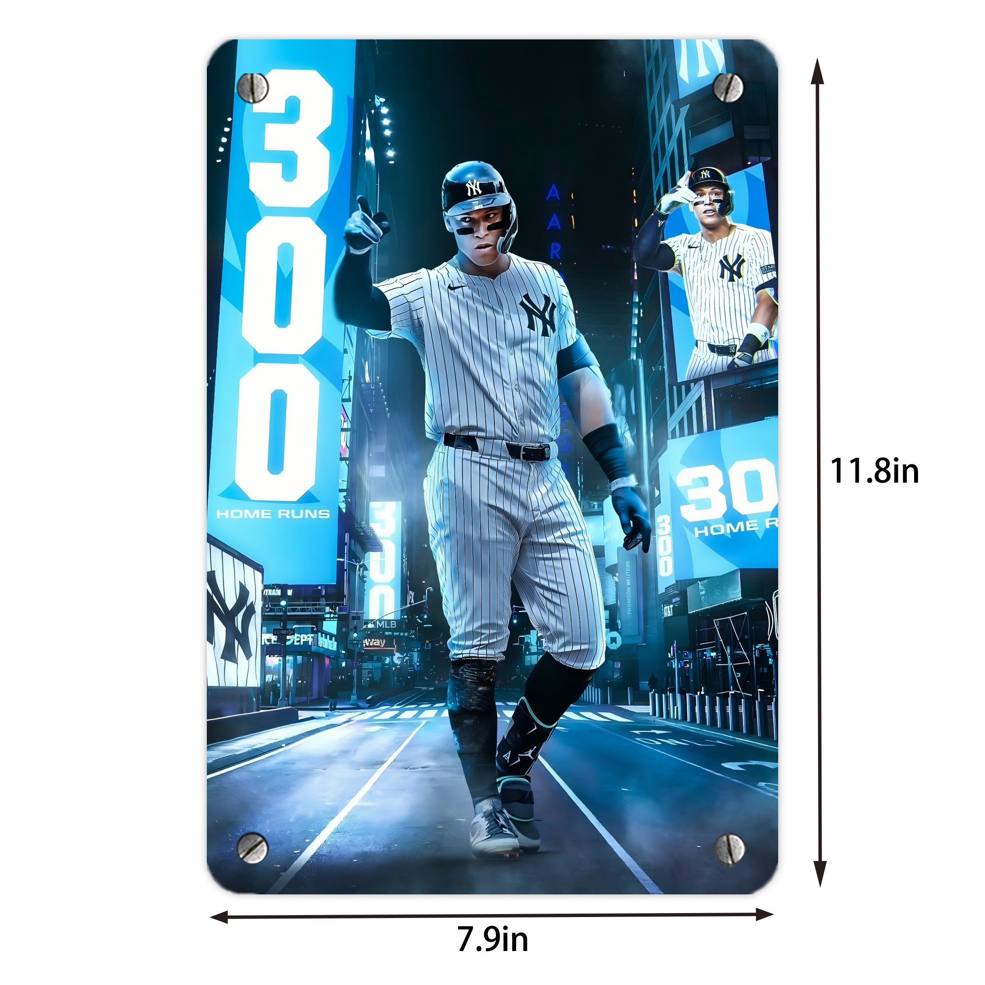 Aaron Judge 300 Home Runs 2 Metal Tin Sign 8x12inch - High-Quality Full-Print Decorative Wall Art, Durable Rust-Resistant Metal Plaque For Living Room, Bedroom, Kitchen, Office, Bar Décor