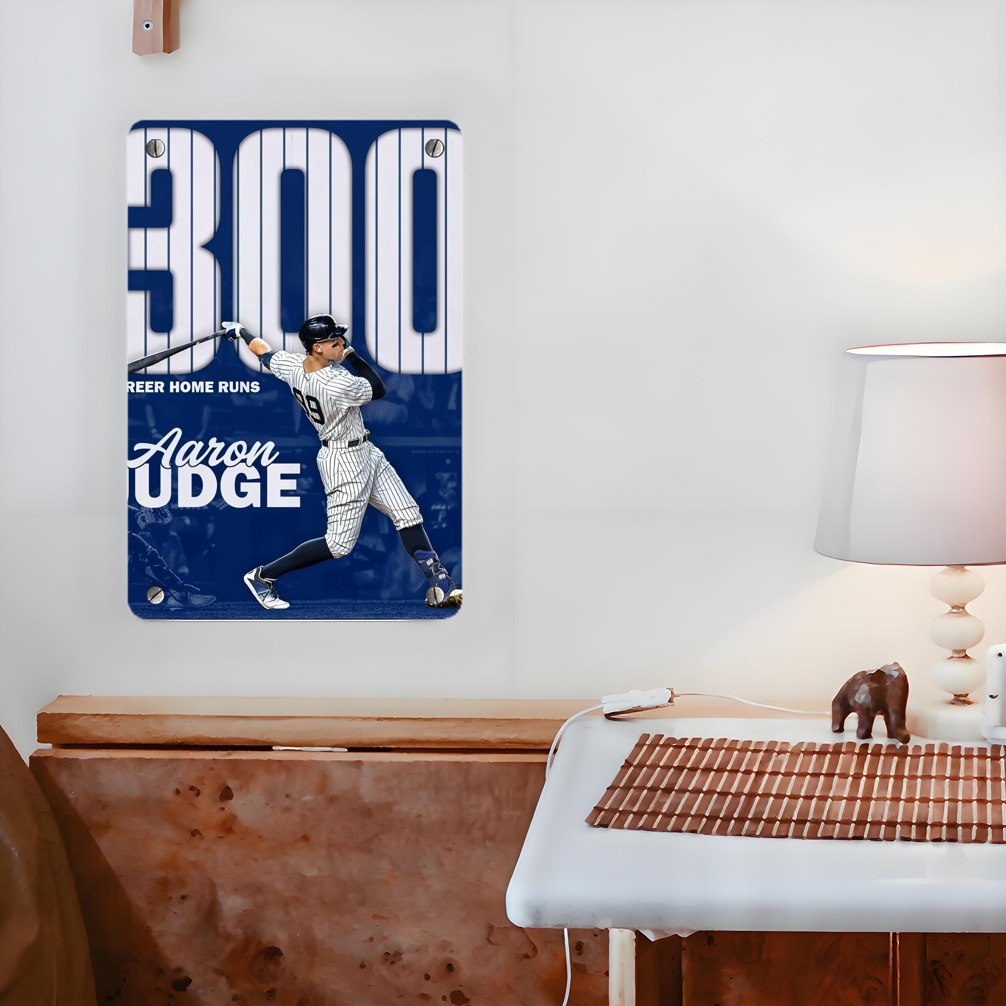 Aaron Judge 300 Home Runs Metal Tin Sign 8x12inch - High-Quality Full-Print Decorative Wall Art, Durable Rust-Resistant Metal Plaque For Living Room, Bedroom, Kitchen, Office, Bar Décor