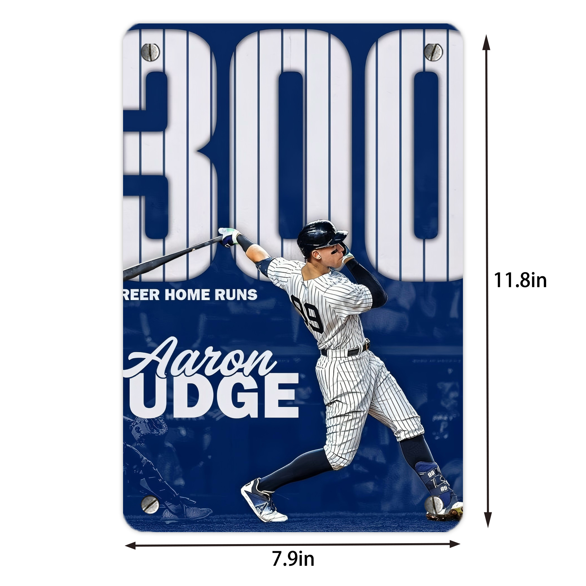Aaron Judge 300 Home Runs Metal Tin Sign 8x12inch - High-Quality Full-Print Decorative Wall Art, Durable Rust-Resistant Metal Plaque For Living Room, Bedroom, Kitchen, Office, Bar Décor