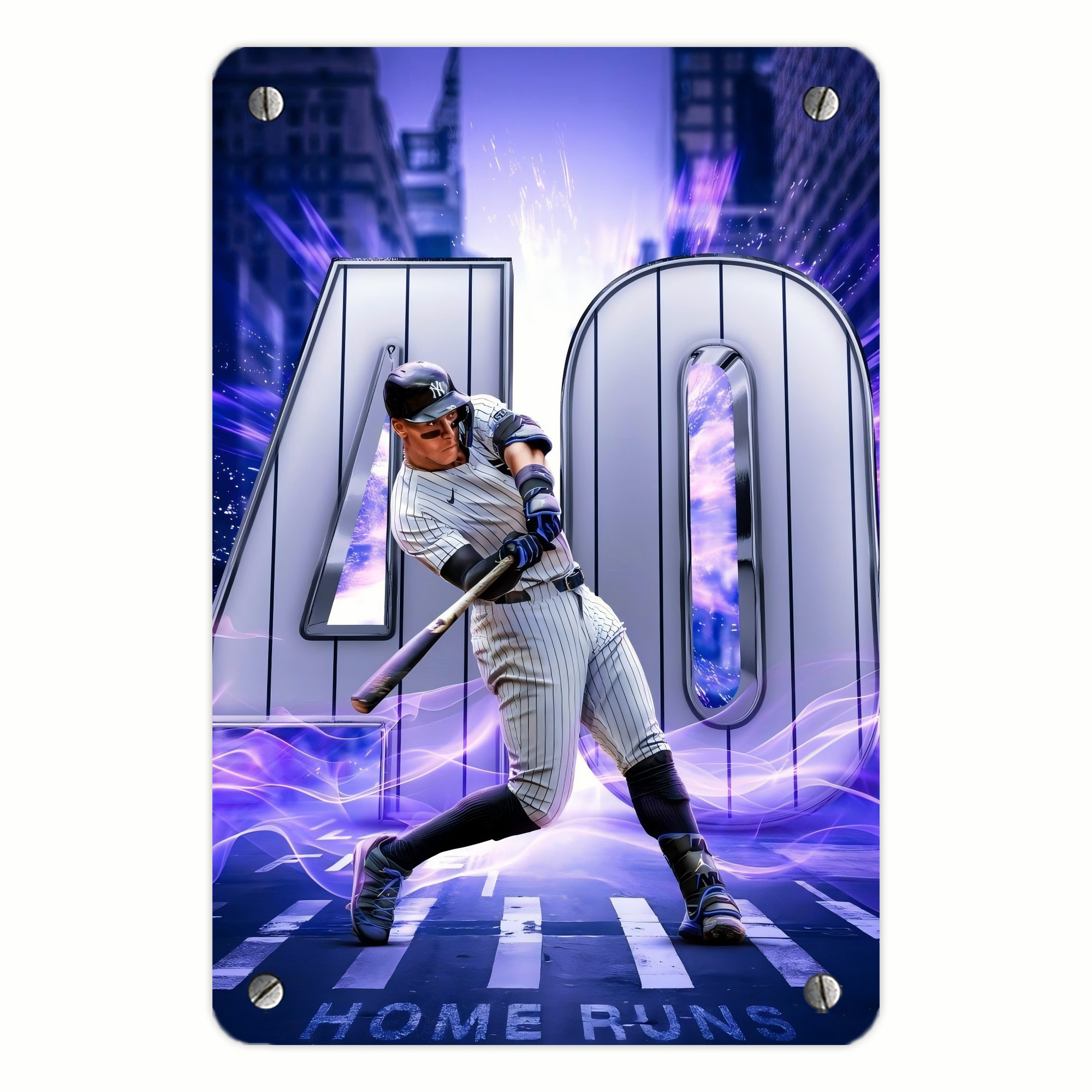 Aaron Judge 40 Home Runs Metal Tin Sign 8x12inch - High-Quality Full-Print Decorative Wall Art, Durable Rust-Resistant Metal Plaque For Living Room, Bedroom, Kitchen, Office, Bar Décor