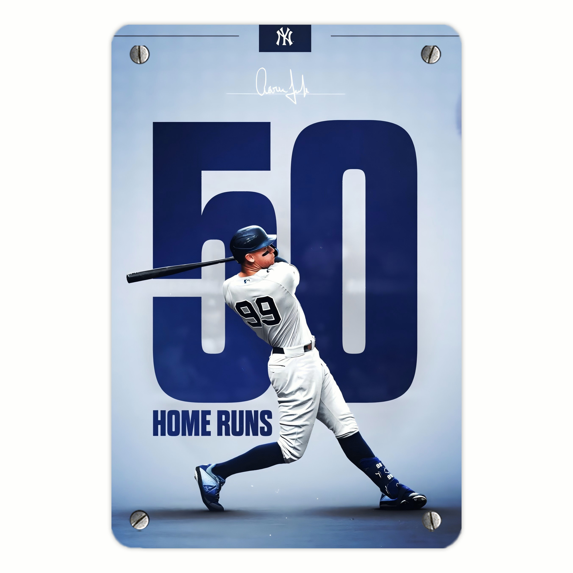 Aaron Judge 50 Home Runs 4 Metal Tin Sign 8x12inch - High-Quality Full-Print Decorative Wall Art, Durable Rust-Resistant Metal Plaque For Living Room, Bedroom, Kitchen, Office, Bar Décor