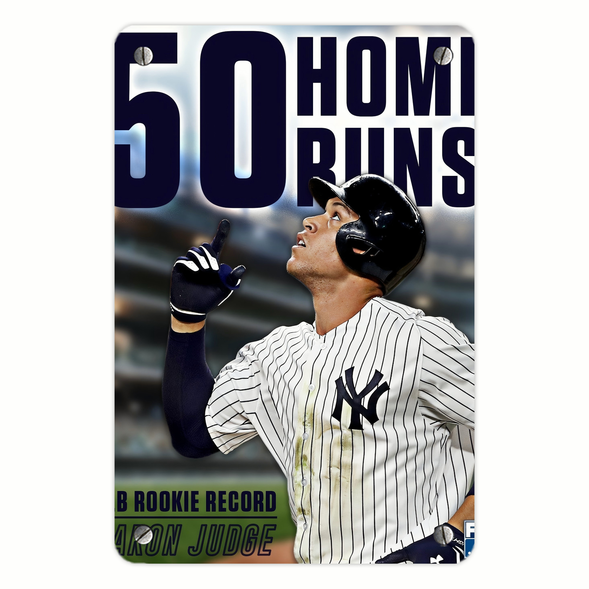 Aaron Judge 50 Home Runs 5 Metal Tin Sign 8x12inch - High-Quality Full-Print Decorative Wall Art, Durable Rust-Resistant Metal Plaque For Living Room, Bedroom, Kitchen, Office, Bar Décor