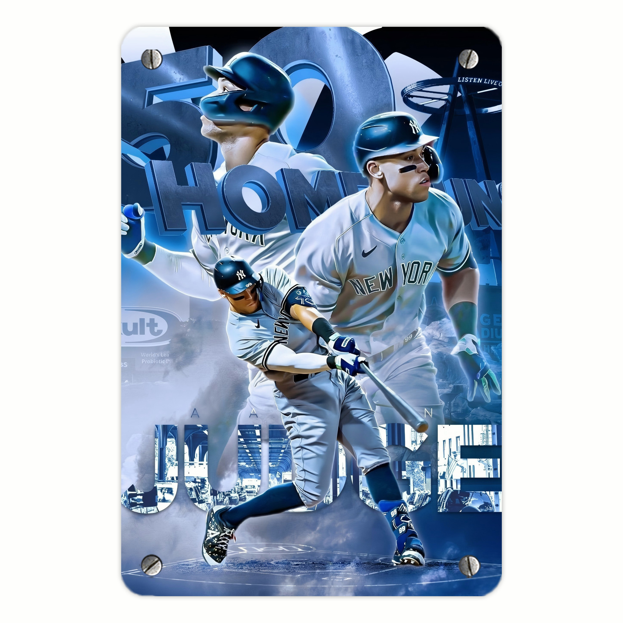 Aaron Judge 50 Home Runs Metal Tin Sign 8x12inch - High-Quality Full-Print Decorative Wall Art, Durable Rust-Resistant Metal Plaque For Living Room, Bedroom, Kitchen, Office, Bar Décor