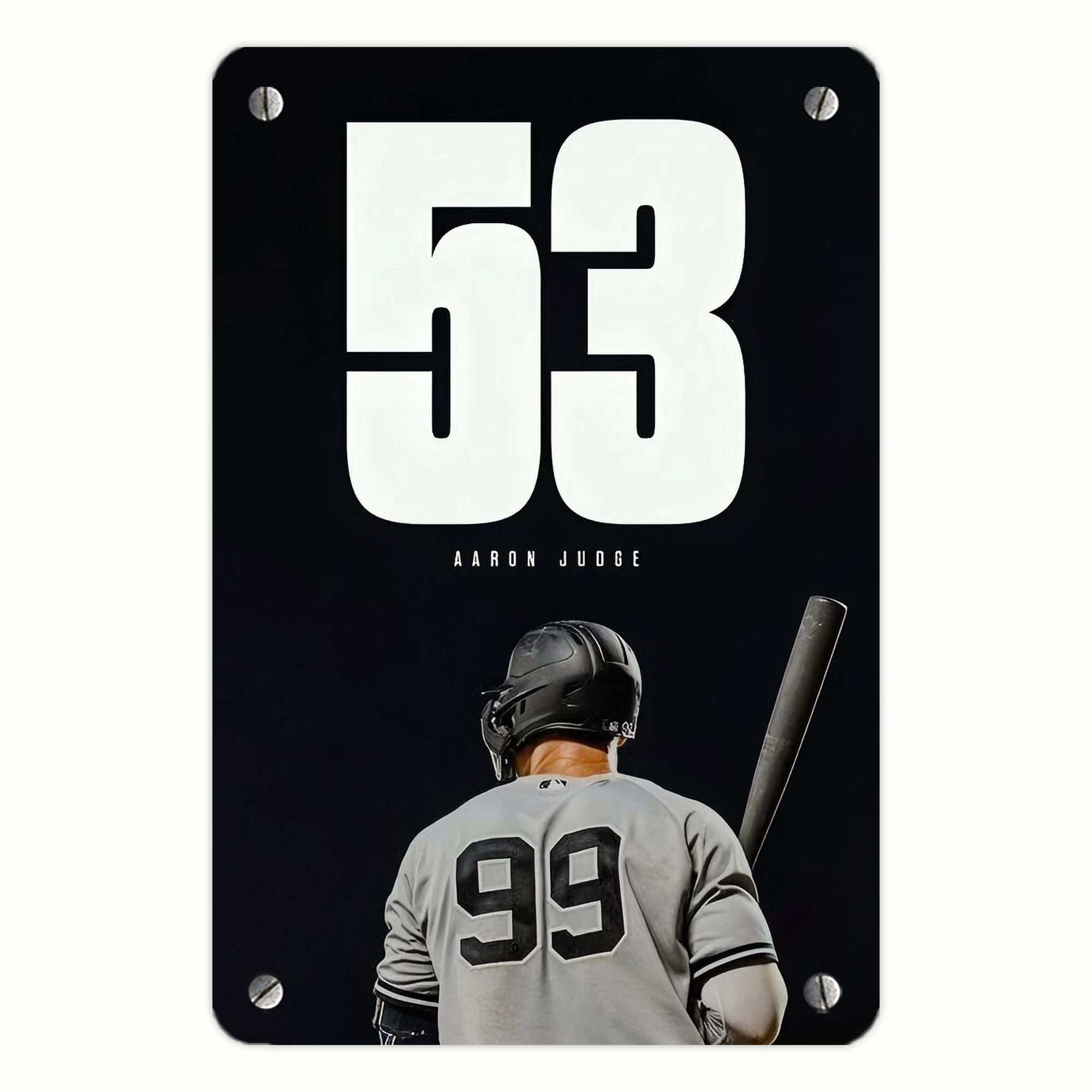 Aaron Judge 53 Home Runs Metal Tin Sign 8x12inch - High-Quality Full-Print Decorative Wall Art, Durable Rust-Resistant Metal Plaque For Living Room, Bedroom, Kitchen, Office, Bar Décor