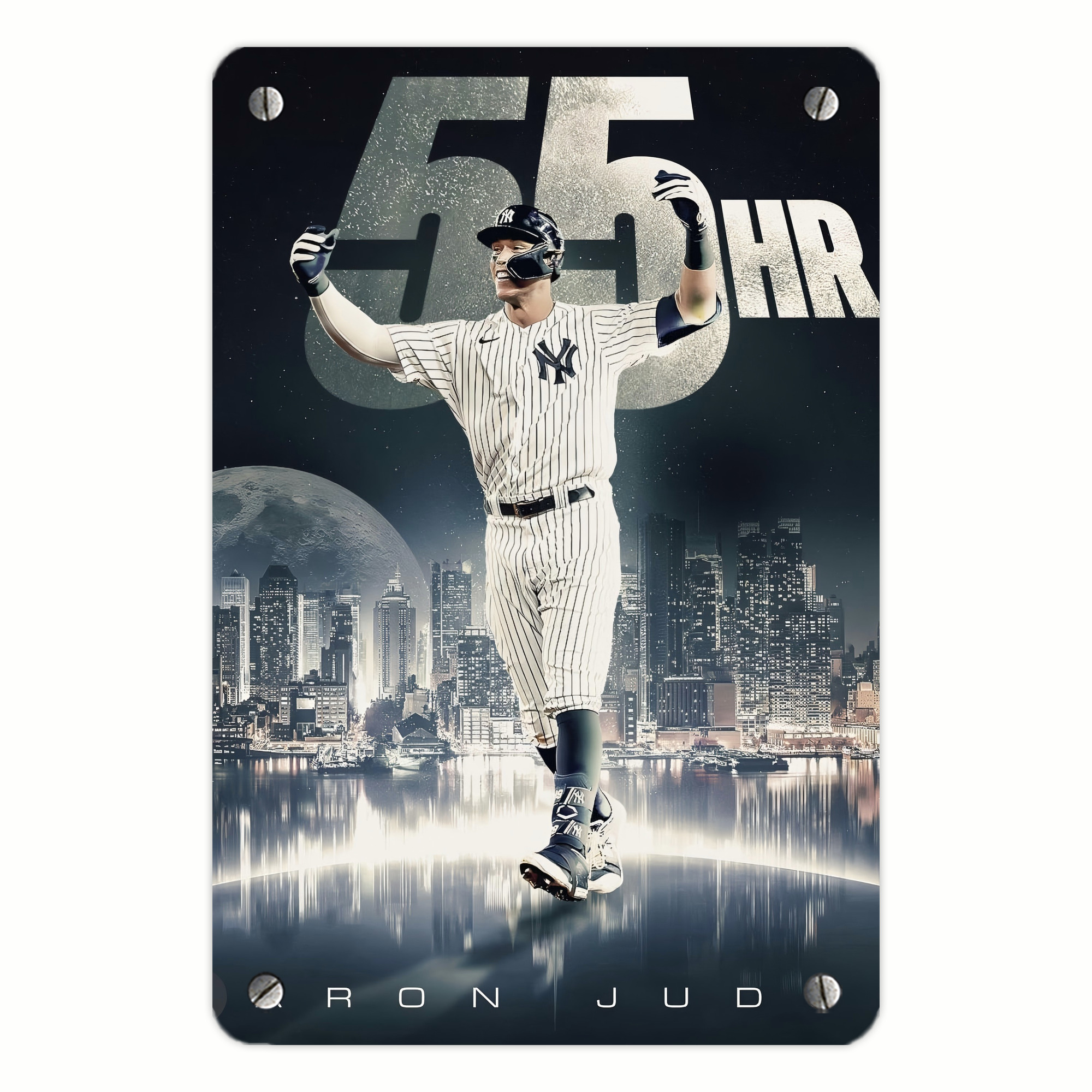 Aaron Judge 55 Home Runs Metal Tin Sign 8x12inch - High-Quality Full-Print Decorative Wall Art, Durable Rust-Resistant Metal Plaque For Living Room, Bedroom, Kitchen, Office, Bar Décor