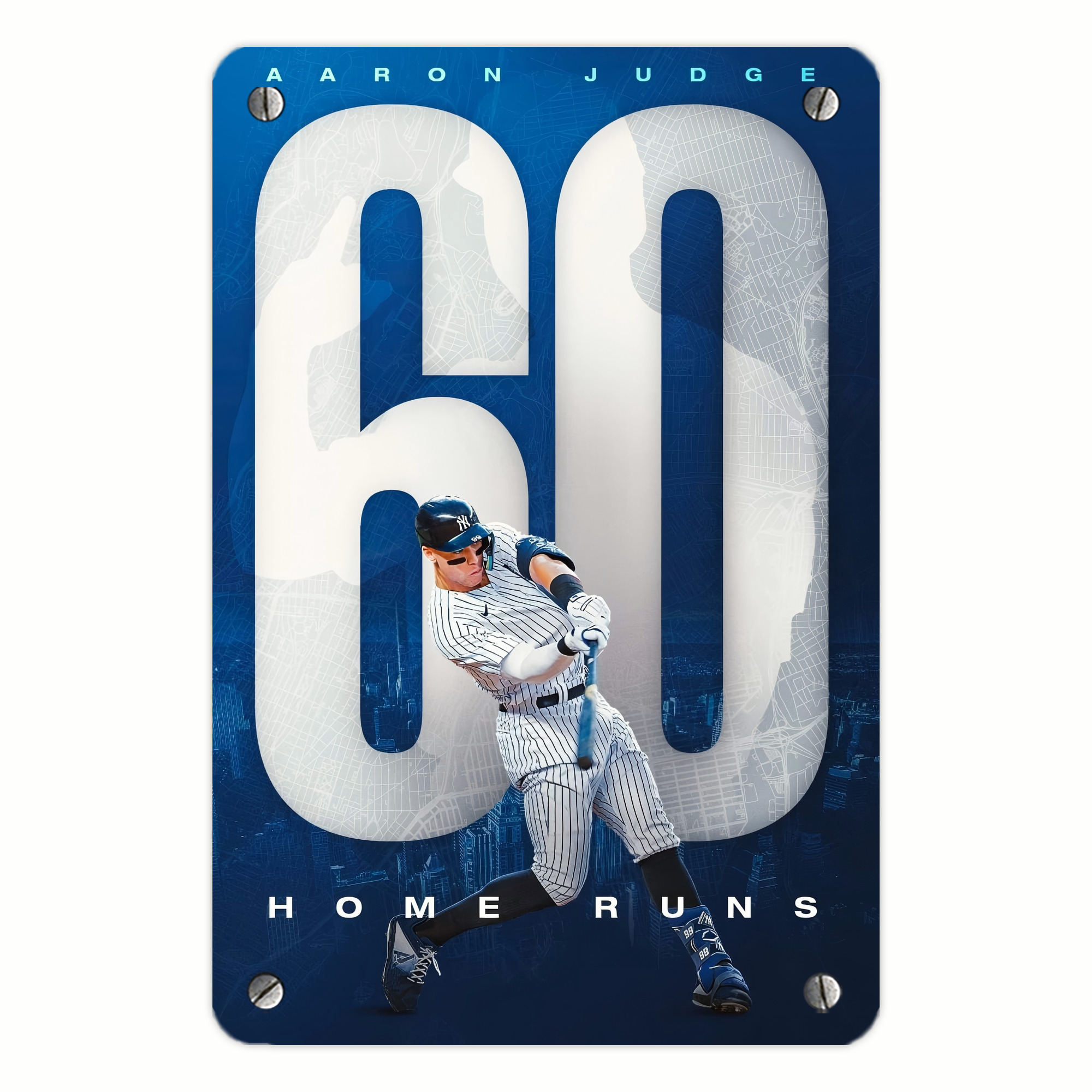 Aaron Judge 60 Home Runs 2 Metal Tin Sign 8x12inch - High-Quality Full-Print Decorative Wall Art, Durable Rust-Resistant Metal Plaque For Living Room, Bedroom, Kitchen, Office, Bar Décor