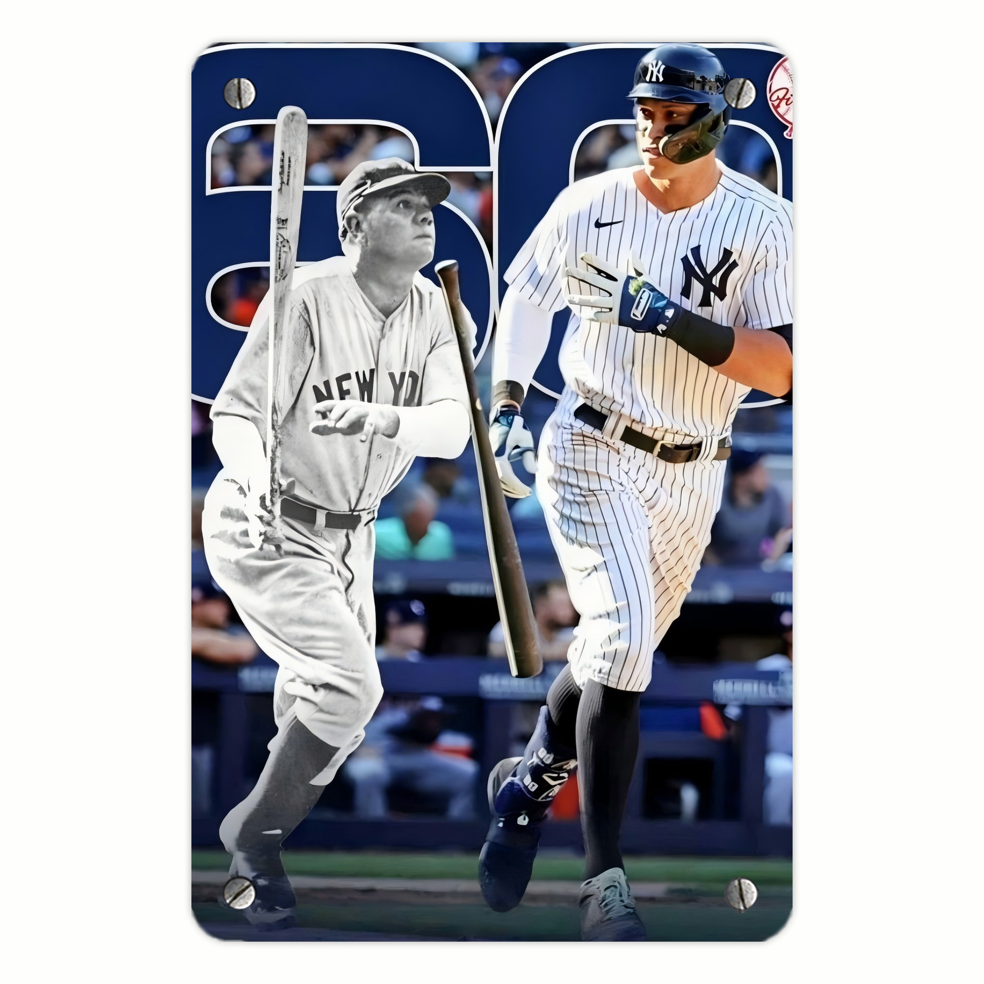 Aaron Judge 60 Home Runs 5 Metal Tin Sign 8x12inch - High-Quality Full-Print Decorative Wall Art, Durable Rust-Resistant Metal Plaque For Living Room, Bedroom, Kitchen, Office, Bar Décor