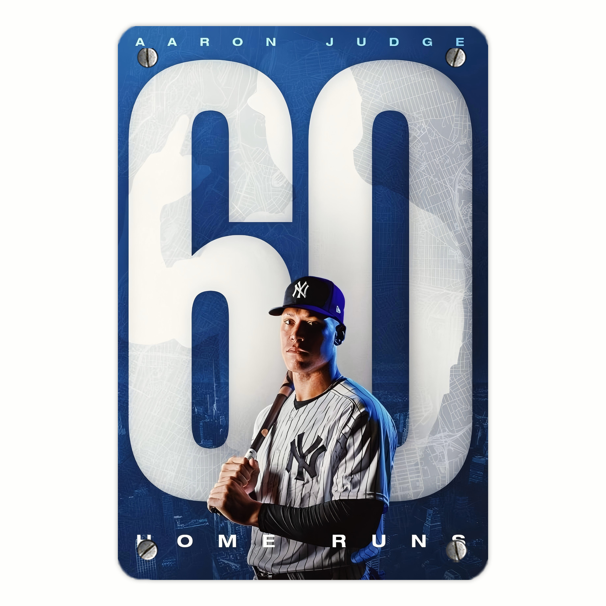 Aaron Judge 60 Home Runs Metal Tin Sign 8x12inch - High-Quality Full-Print Decorative Wall Art, Durable Rust-Resistant Metal Plaque For Living Room, Bedroom, Kitchen, Office, Bar Décor